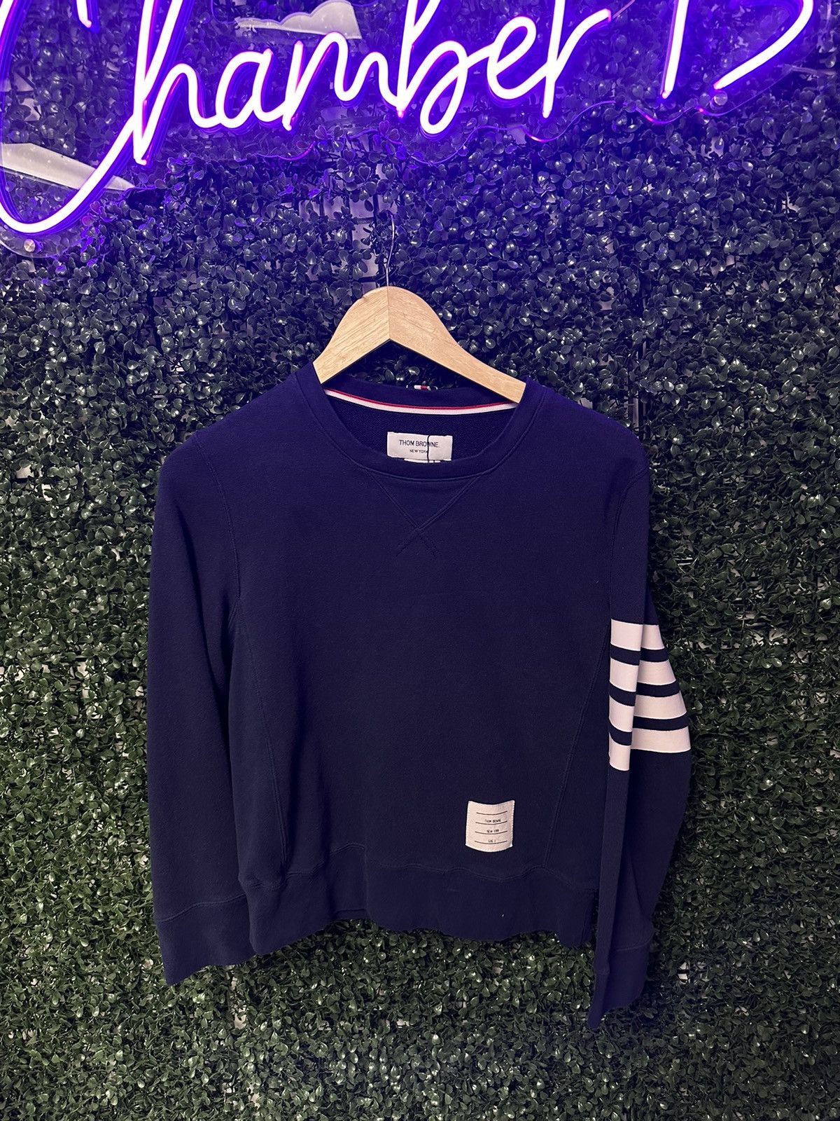 Image of Thom Browne Crewneck Sweatshirt Navy, Men's (Size XS)