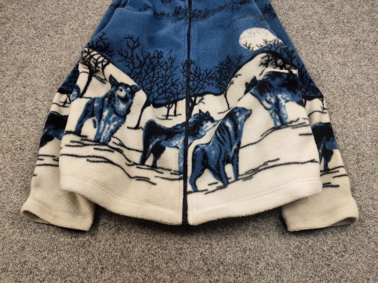 Japanese Brand 💙 Vintage 90's Fleece Zip Jacket Over Art Winter Wolf Hype Size US S / EU 44-46 / 1 - 9 Thumbnail