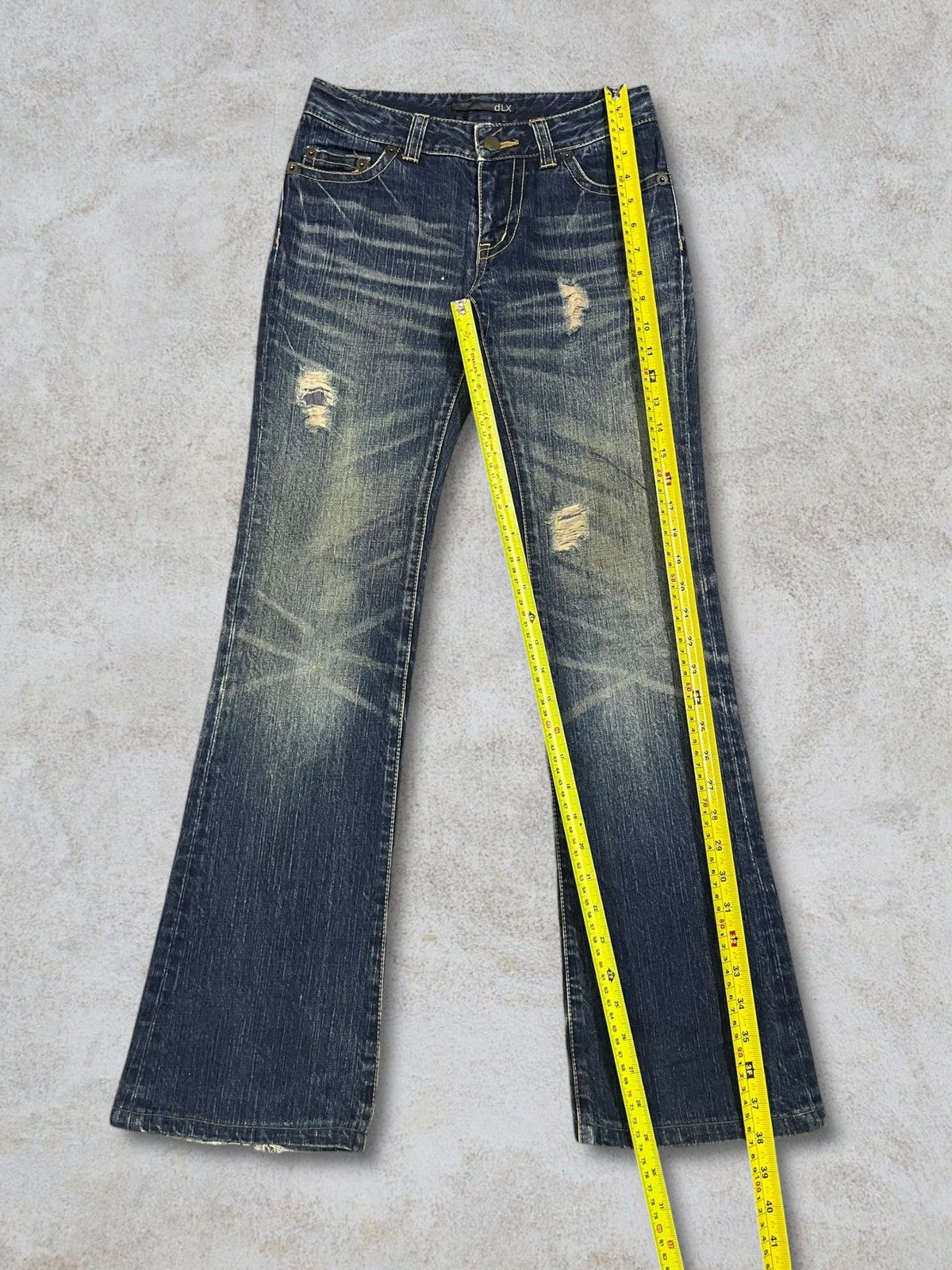 Hysteric Glamour Vintage Japanese Women’s Blue Wash Distressed Bootcut Jeans Size 27" / US 4 / IT 40 - 15 Thumbnail