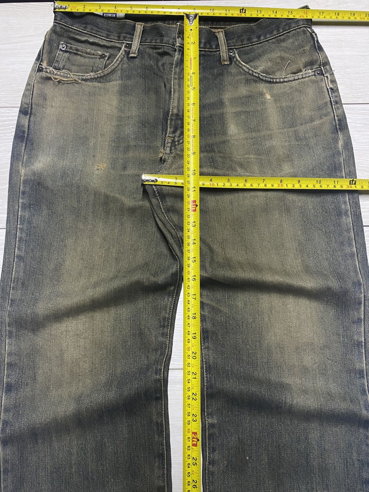 Junya Watanabe Vintage Japanese Brand Edwin 404 Mud Wash Distressed Jeans Size US 32 / EU 48 - 13 Thumbnail