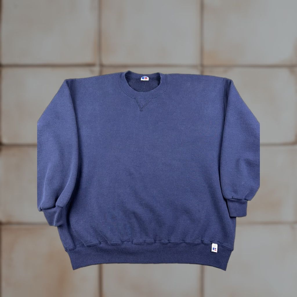 VINTAGE Russell Athletic Sweatshirt Mens 2XL Blue Hooded Pullover Sweatshirt 90s USA Made