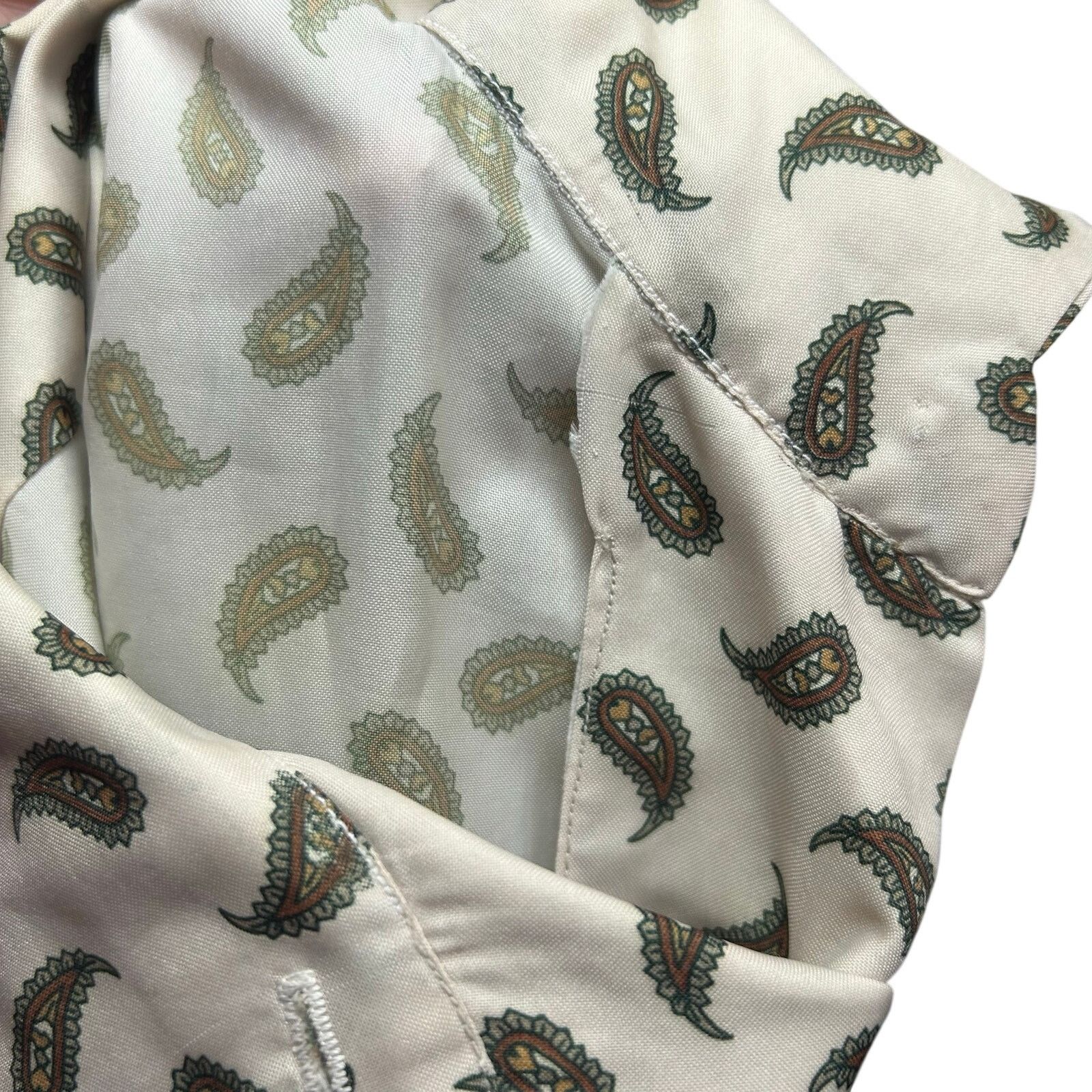 Handmade VTG 90s White Green Paisley Top Cloth Button Whimsigoth Boho Size M / US 6-8 / IT 42-44 - 11 Thumbnail