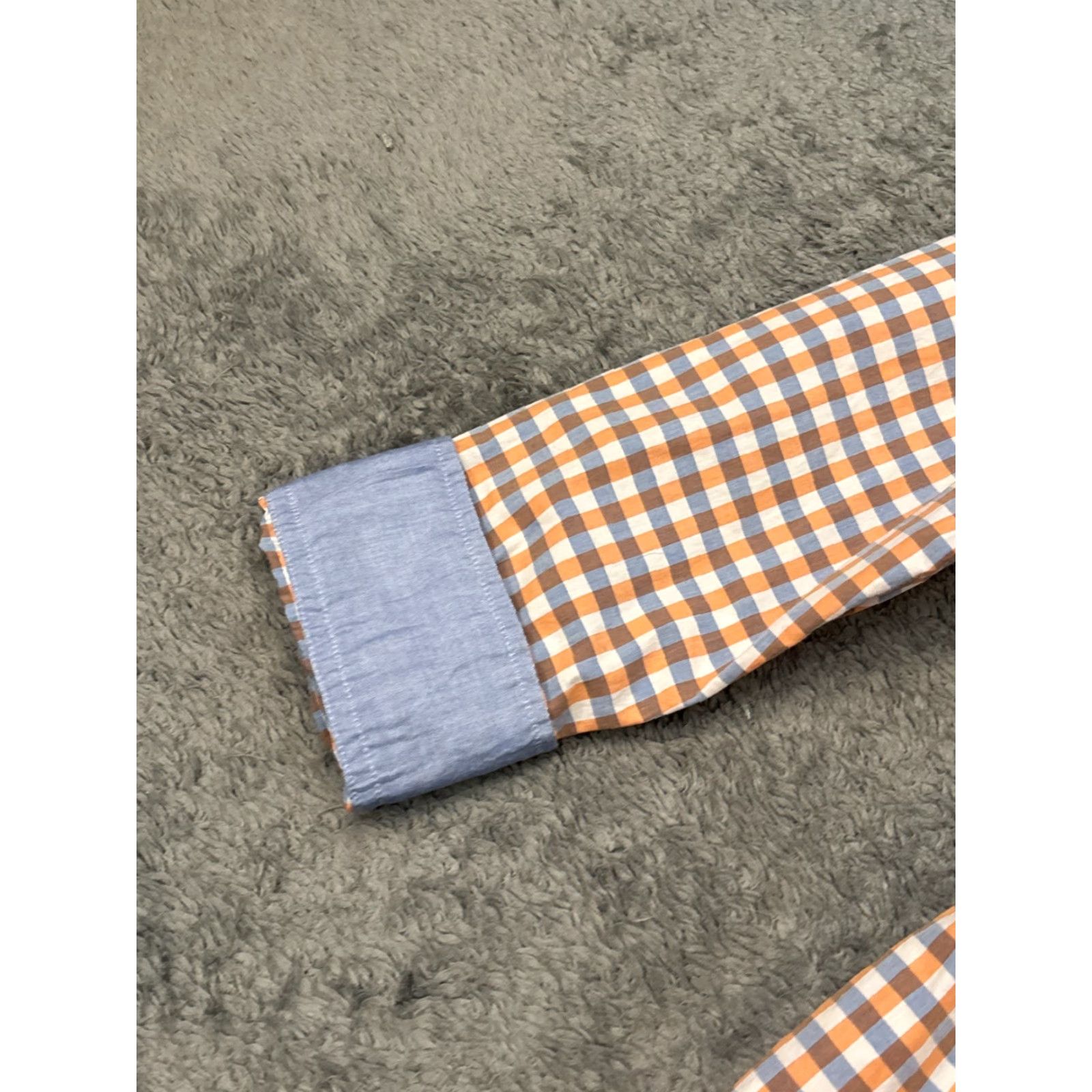Banana Republic Banana Republic Shirt Mens Large Slim Button-Up Orange Plaid Shirt Size US L / EU 52-54 / 3 - 2 Thumbnail