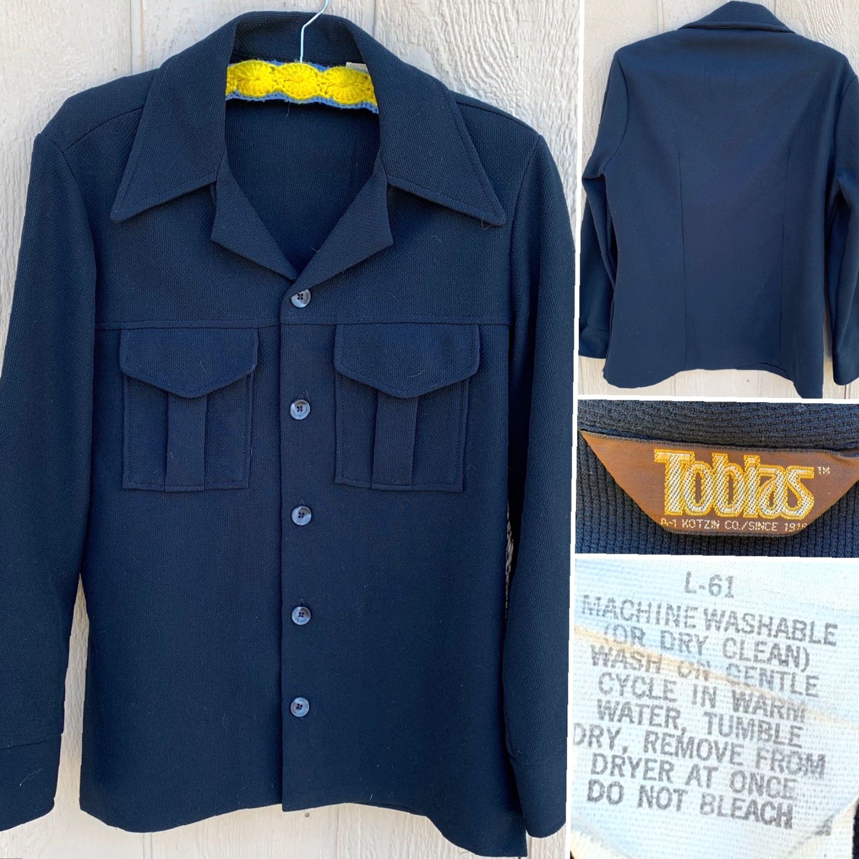 CO VINTAGE Tobias A-1 Kotzin Co Jacket Shirt Polyester M Hippy Disco 70s 1970s Mens/Adults 70s Blue Jacket Shirt Size US M / EU 48-50 / 2 - 2 Thumbnail