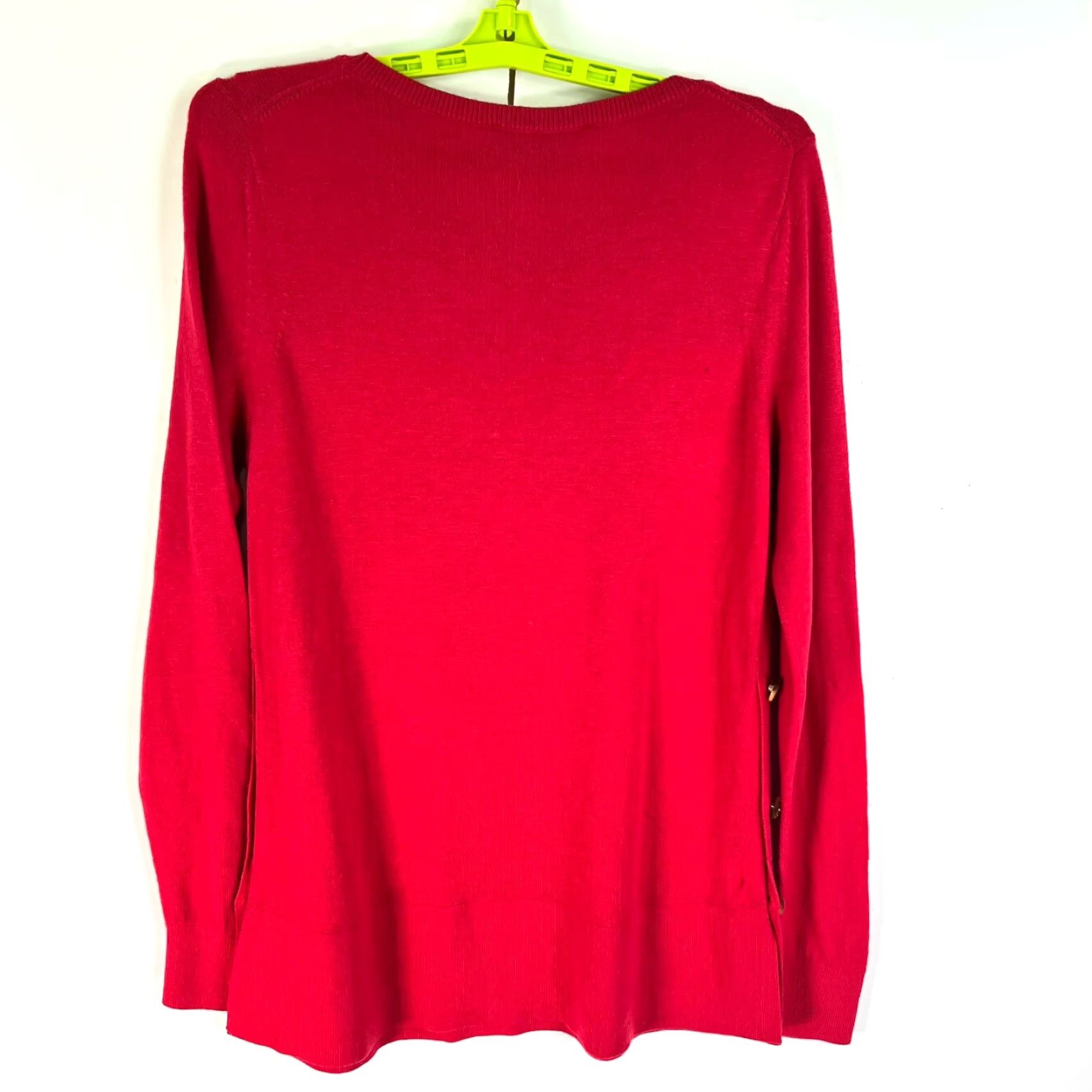 Loft LOFT Knit Sweater Women's Size M Red Long Sleeve with Side Button Accents Size M / US 6-8 / IT 42-44 - 6 Thumbnail