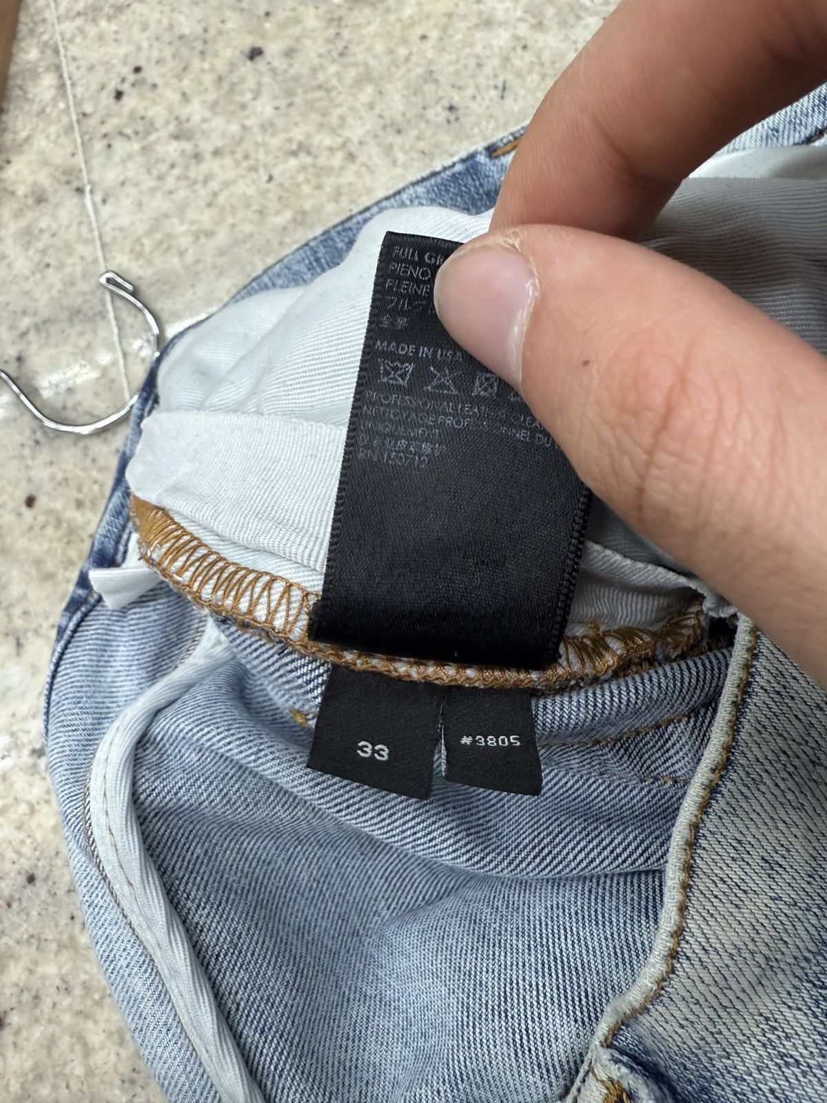 Amiri Amiri Blue Denim Black Patch Jeans Size US 33 - 12 Thumbnail