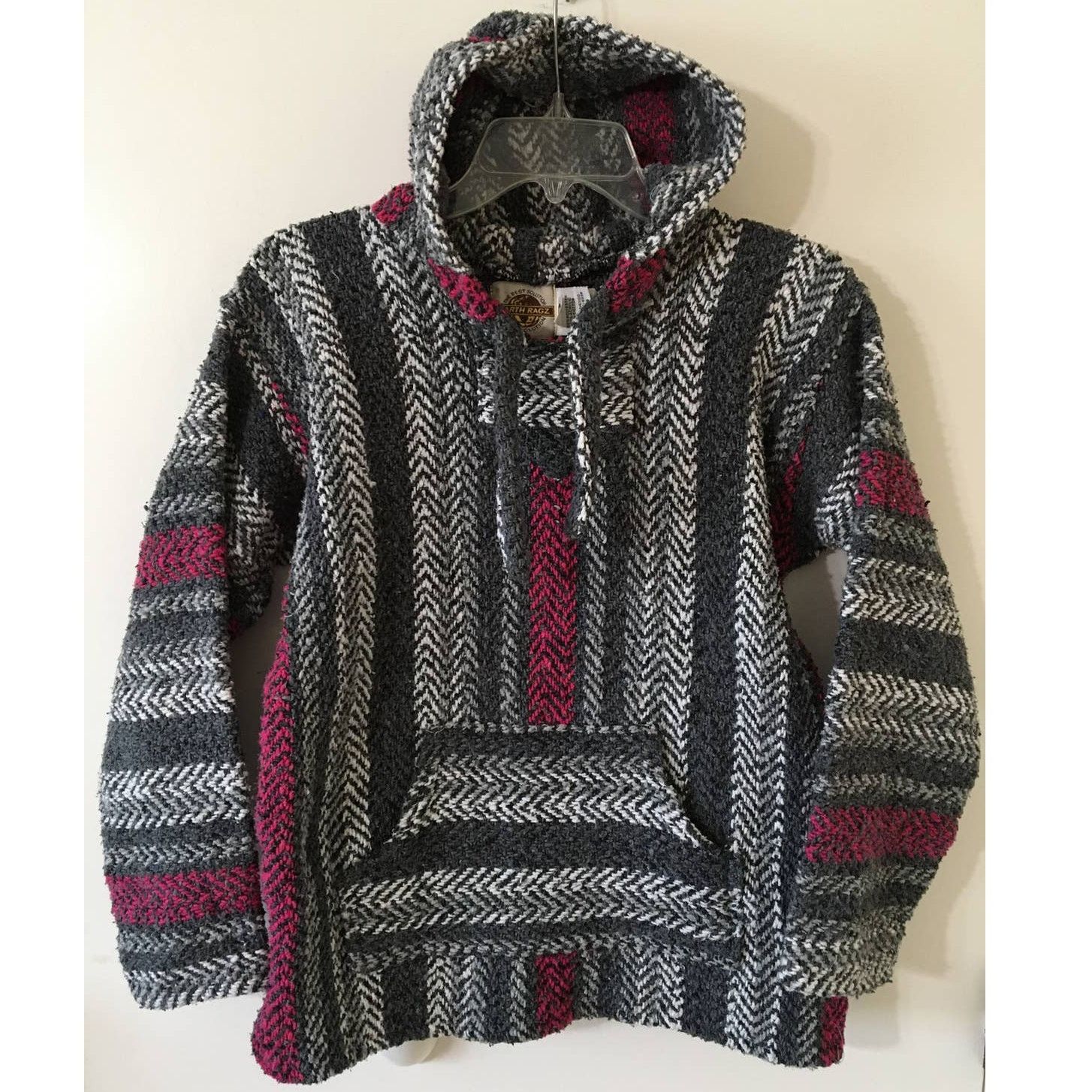 Earth Ragz Earth Ragz Small Woven Blanket Hoodie Gray Cream Pink Black Size S / US 4 / IT 40 - 1 Thumbnail