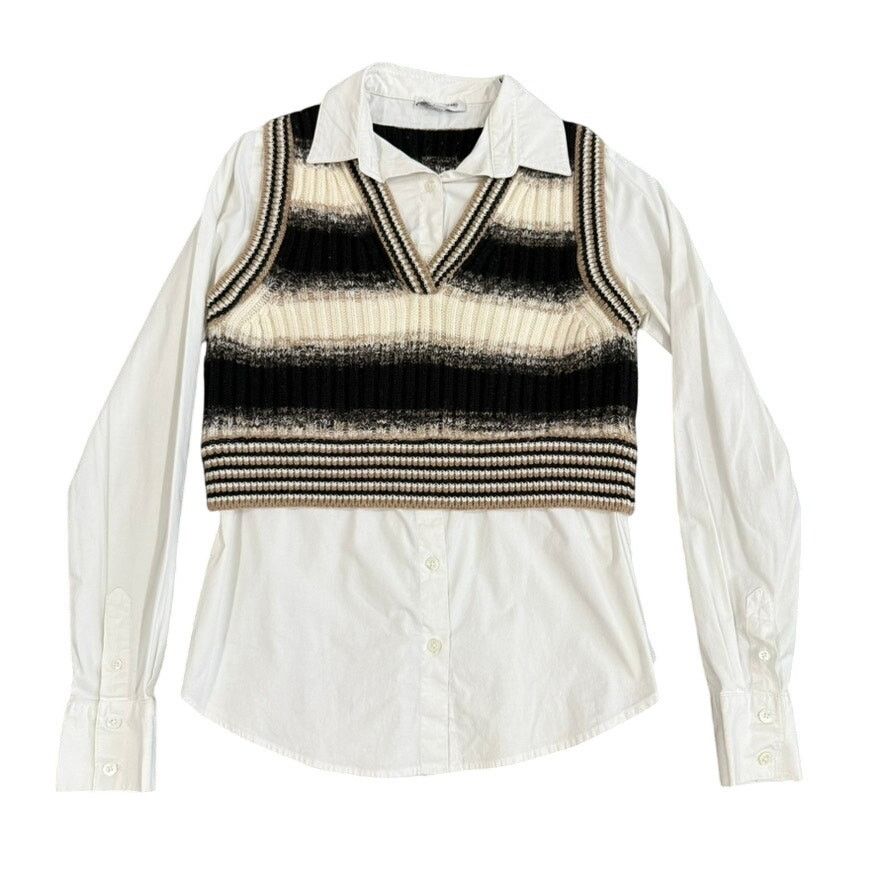 Veronica Beard Veronica Beard Spear Mixed Media Vest in White Multi, Size S Size S / US 4 / IT 40 - 4 Thumbnail