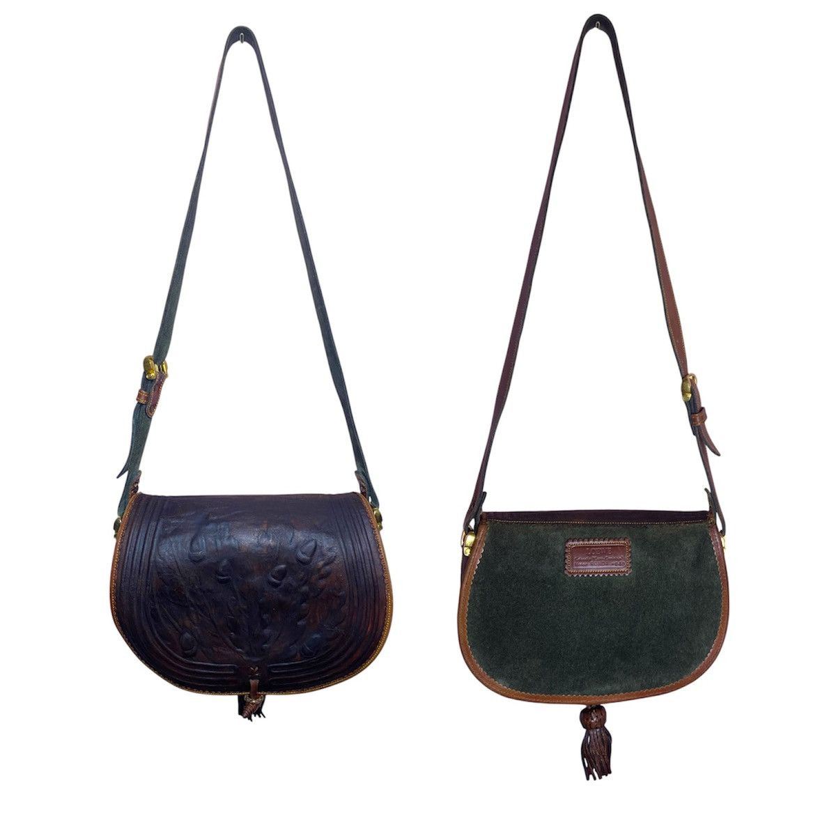 Loewe LOEWE Caza cordoban green suede and brown leather Size ONE SIZE - 25 Thumbnail