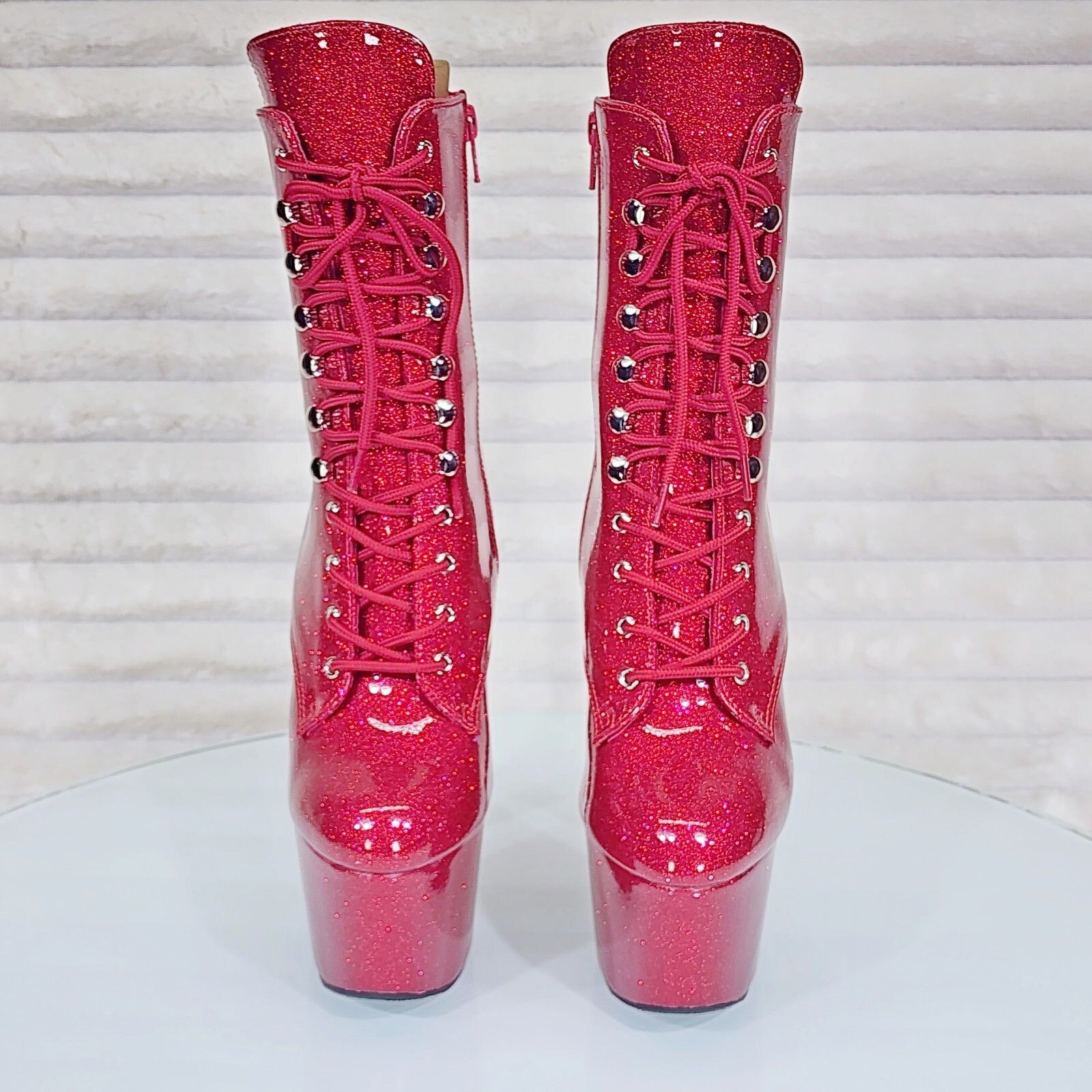 Other Adore 1020GP Fuchsia Pink Glitter Patent 7" High Heel Platf Size US 8 / IT 38 - 4 Thumbnail