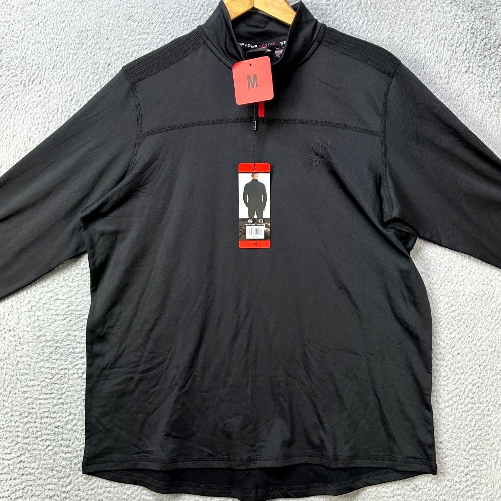 Spyder Spyder Active Mens Shirt Pullover Black 1/4 Zip Mock Neck Long Sleeve Athletic Moisture Wicking Size US M / EU 48-50 / 2 - 5 Thumbnail