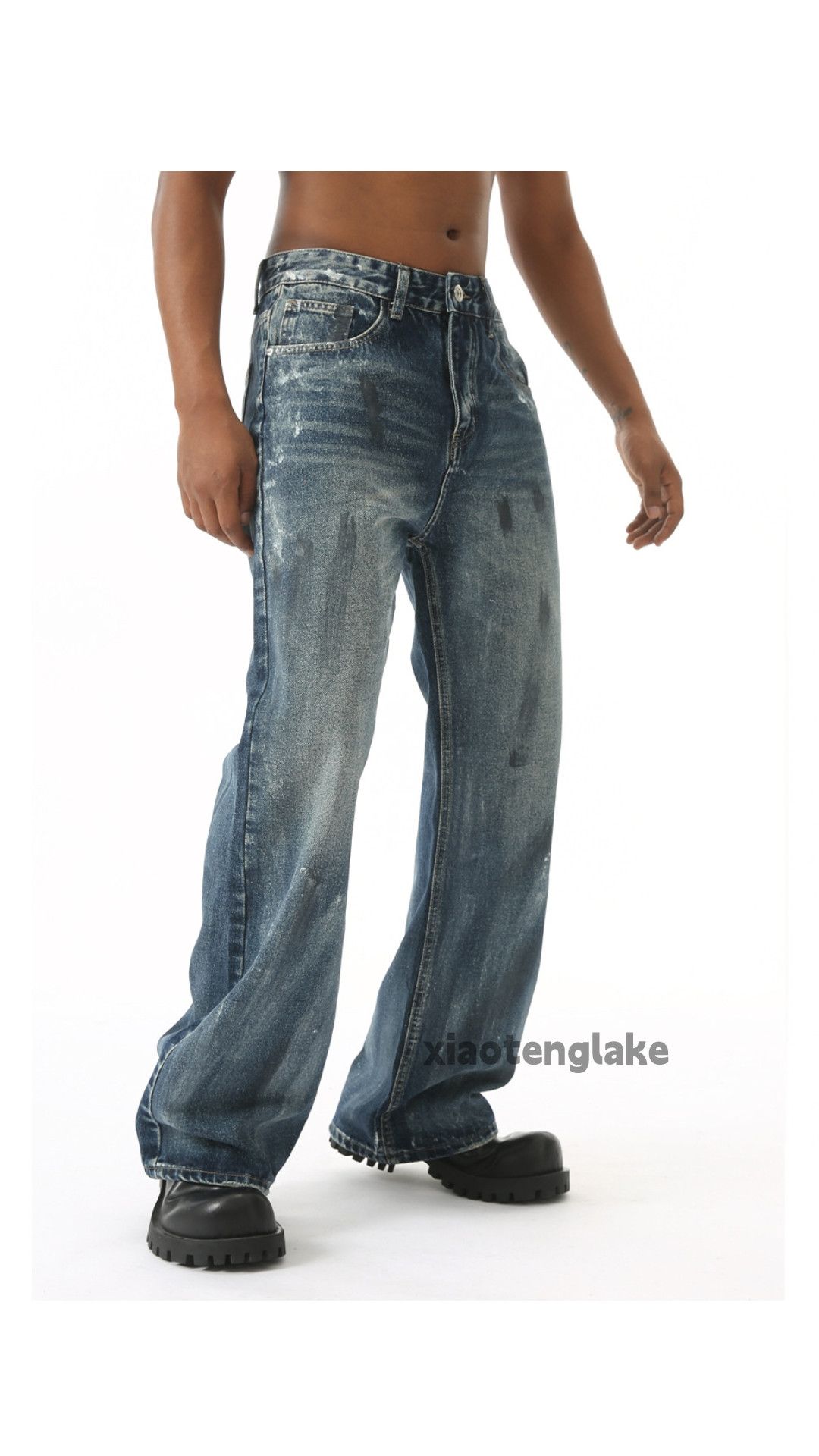 Jean × Vintage washed faded punk grunge bootcut hiphop paint jeans Size US 30 / EU 46 - 2 Thumbnail