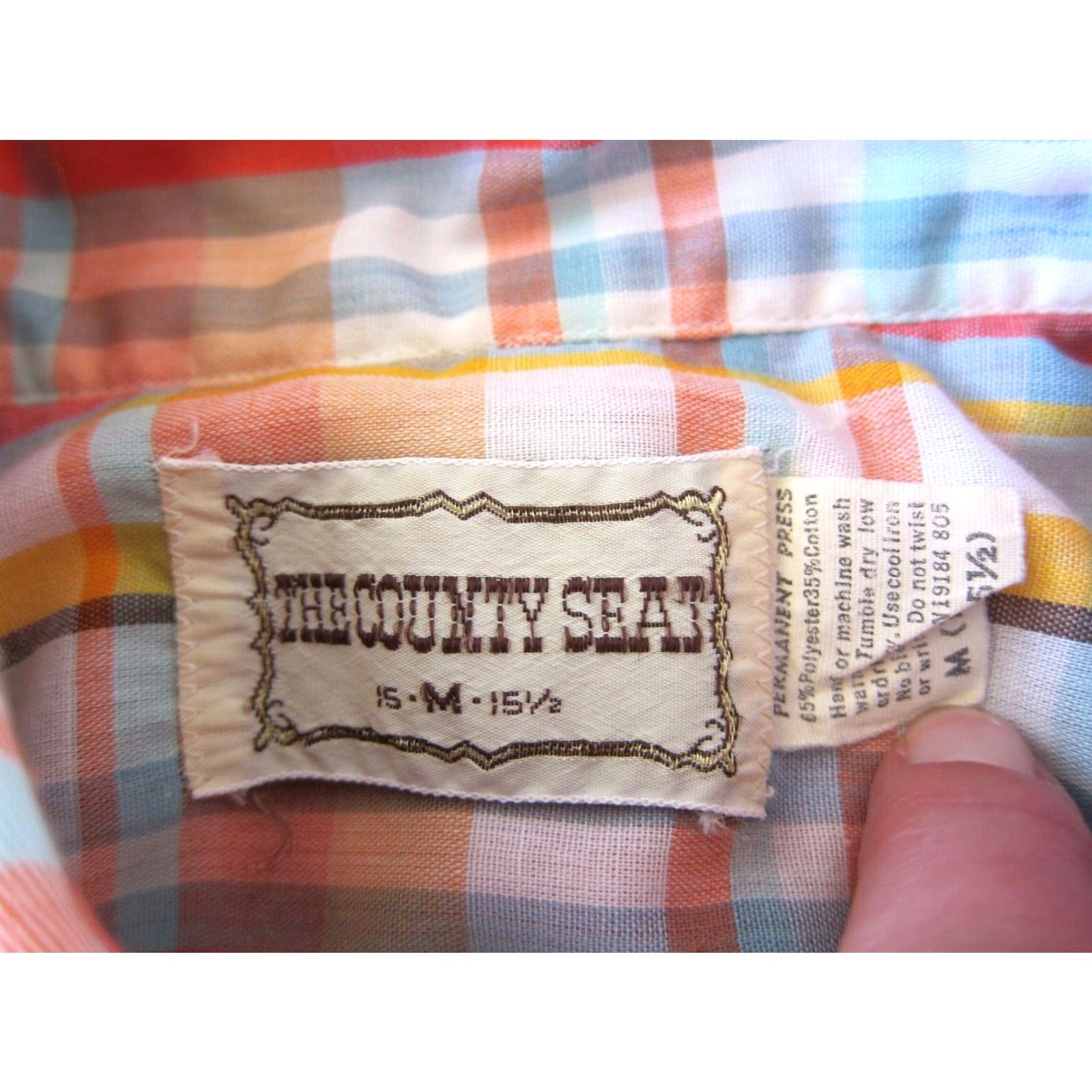 Vintage VINTAGE The County Seat Shirt Mens M Orange Plaid Western Short Sleeve Cotton Button-Up Size US M / EU 48-50 / 2 - 4 Thumbnail