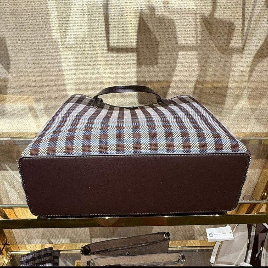 Tory Burch Tory Burch Blake Plaid Zip Tote Blue Multi Woven Nylon Size ONE SIZE - 2 Thumbnail