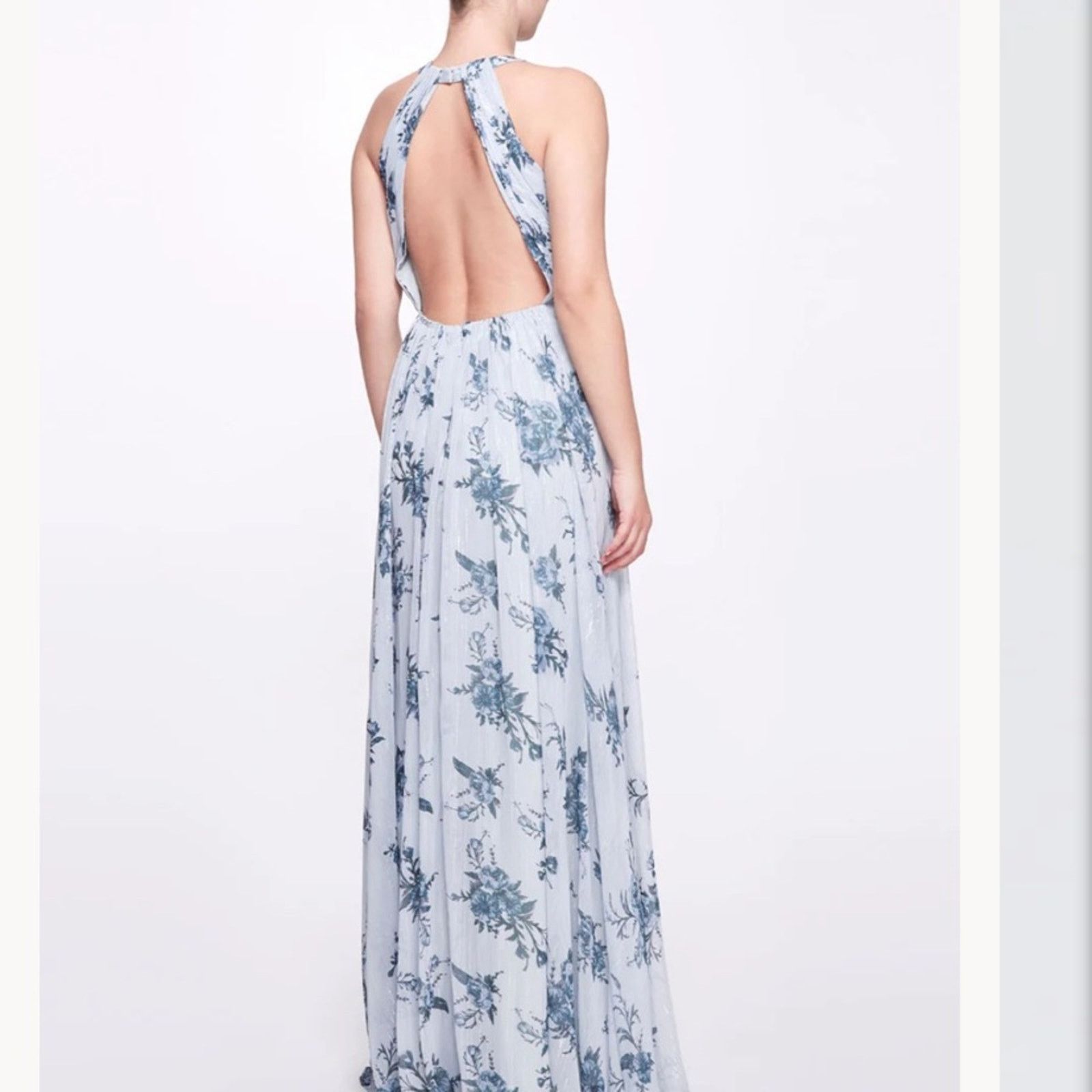 Marchesa Marchesa Notte $395 Carrara Blue Bridesmaid Floral Gown 6 Size M / US 6-8 / IT 42-44 - 11 Thumbnail
