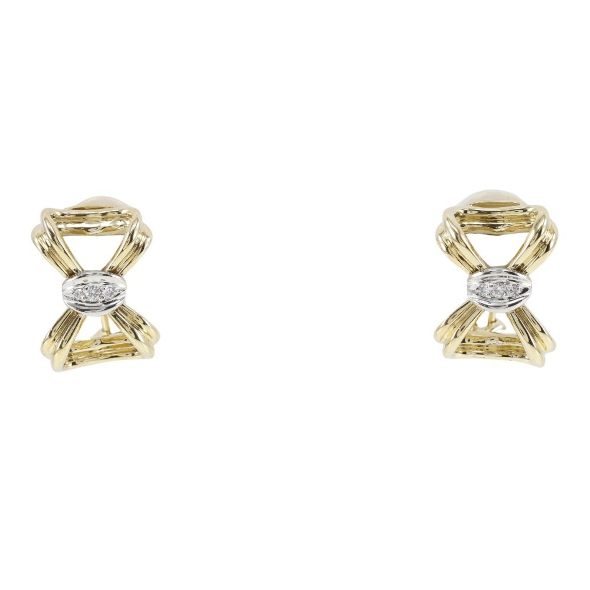 Tiffany Earrings, Pt950 Platinum x K18 Yellow Gold Diamond