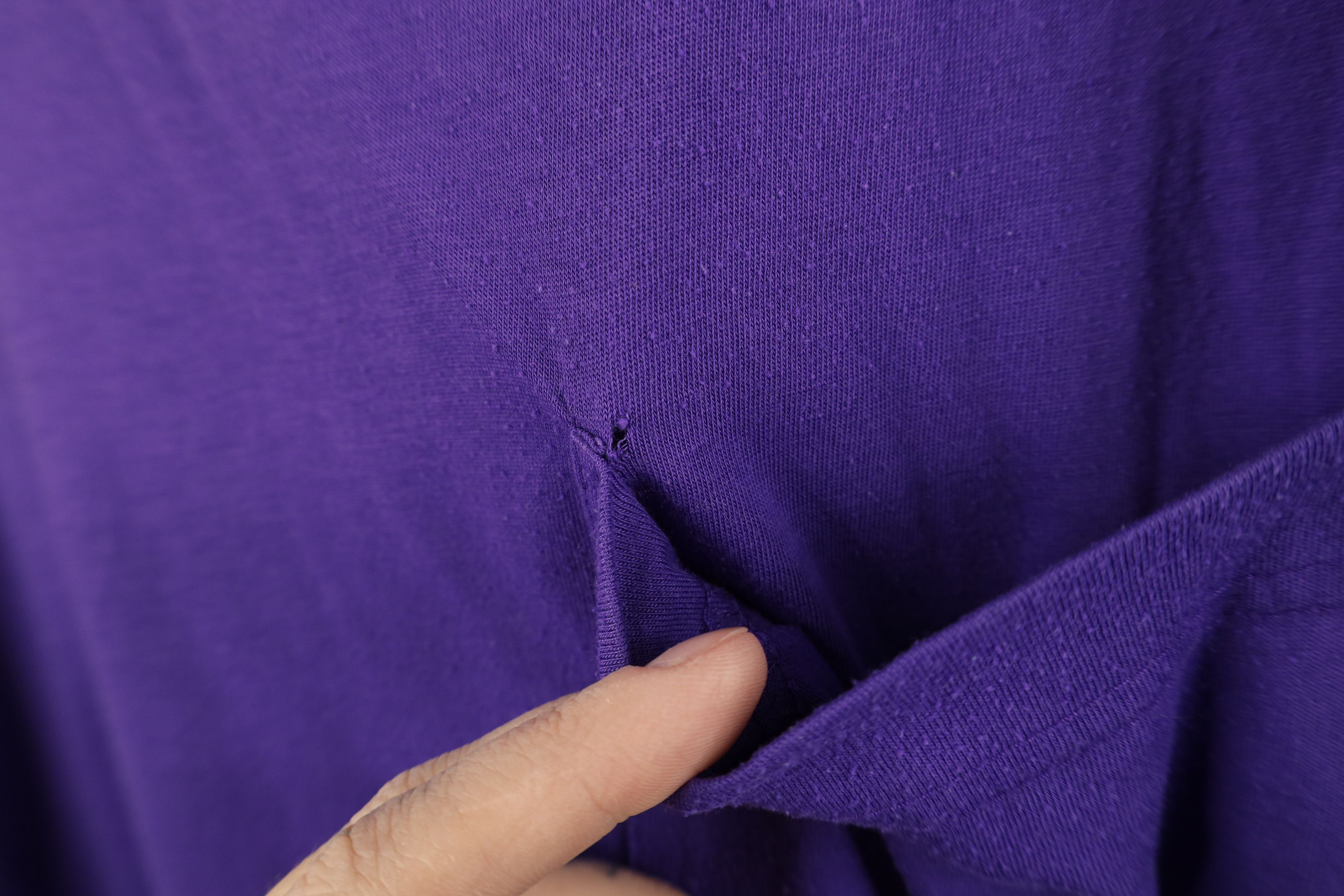 Vintage Vintage 90s Streetwear Blank Knit Pocket T-Shirt Purple Size L / US 10 / IT 46 - 6 Thumbnail