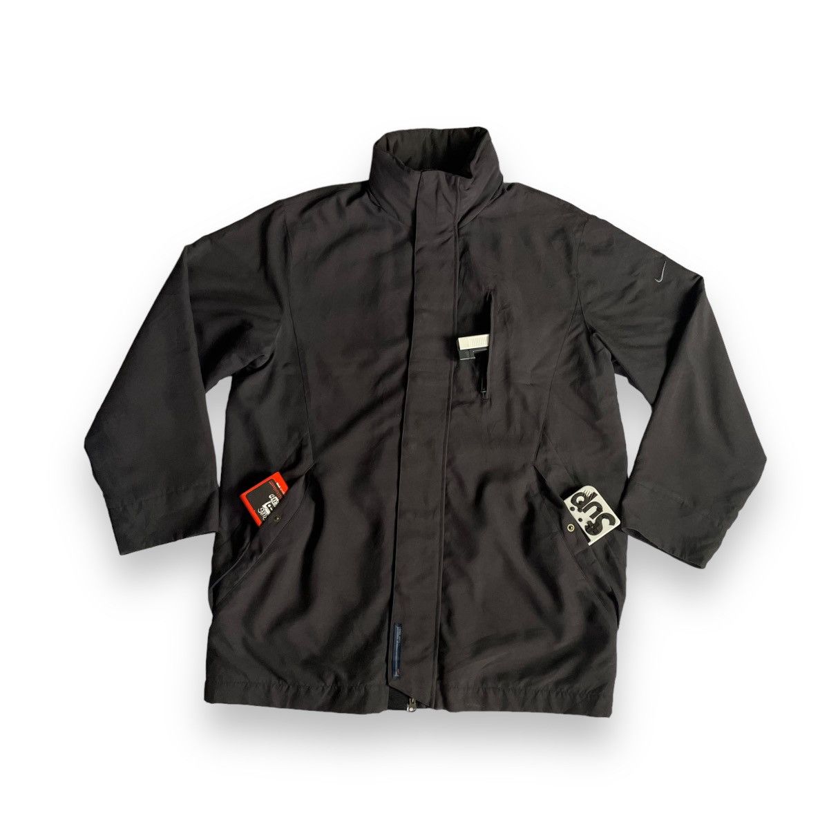 Nike Y2K NIKE SWOOSH BUTTON UP FULL ZIP LONG JACKET Size US XL / EU 56 / 4 - 1 Thumbnail