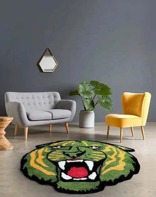 Designer Green Tiger Mat Home Size ONE SIZE - 3 Thumbnail