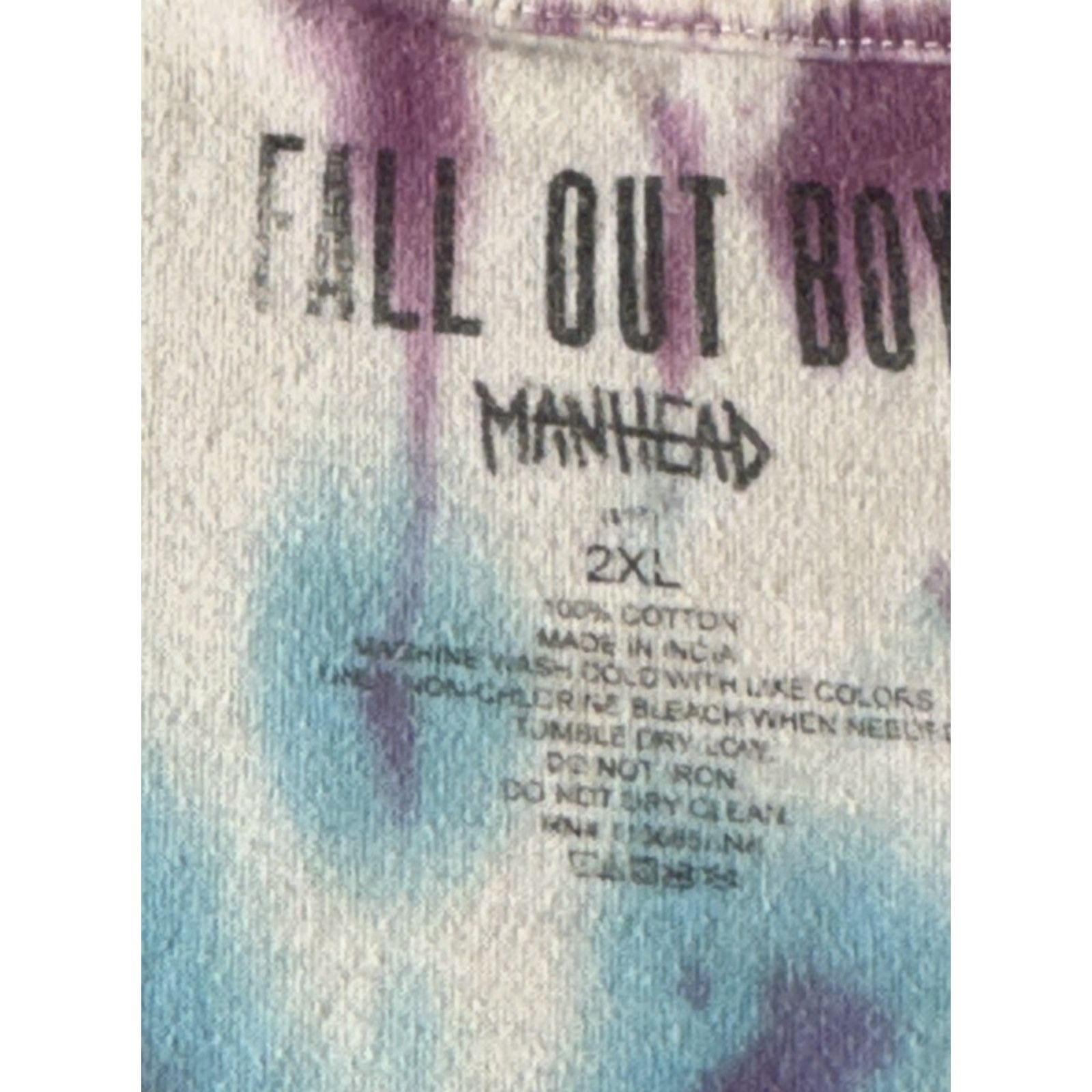 Vintage Fall Out Boy Shirt Mens 2XL Tie Dye Purple Blue Band Graphic Tee Manhead Cotton Size US XXL / EU 58 / 5 - 4 Thumbnail