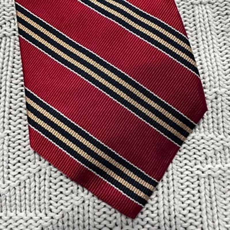 Lands' End Lands End red and gold striped silk tie Size ONE SIZE - 2 Thumbnail