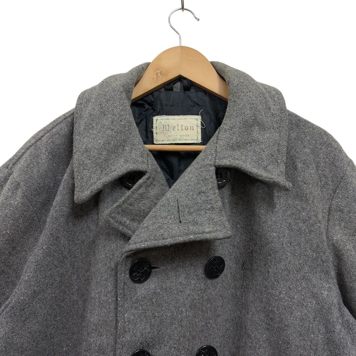 Vintage Vintage Melton Wool Peacoat Jacket Size US XL / EU 56 / 4 - 2 Thumbnail