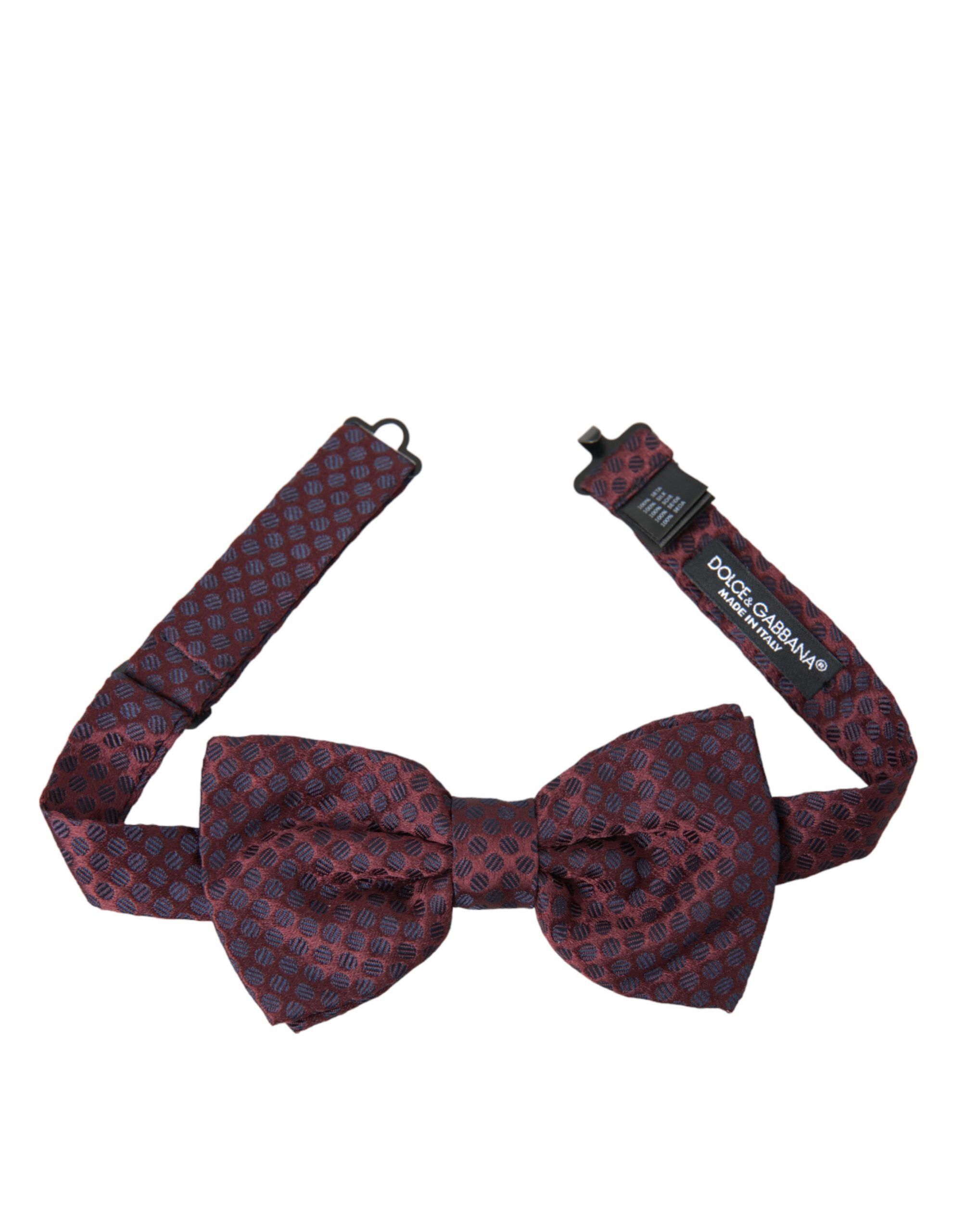 Dolce & Gabbana Maroon Polka Dots Silk Adjustable Neck Bow Men's Tie Size ONE SIZE - 1 Thumbnail