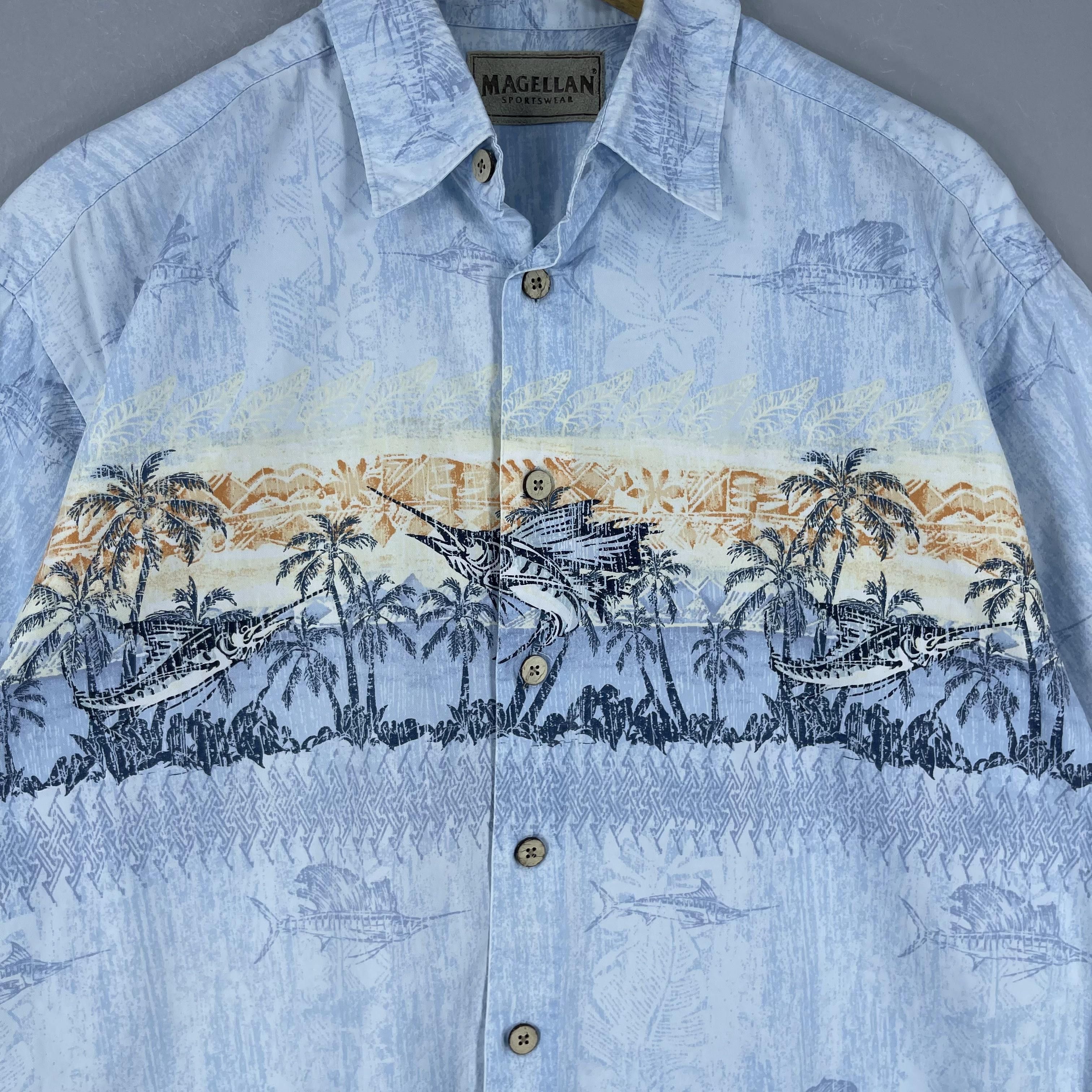 Vintage Vintage 90s Sail Fish Motive Printed Hawaiian Shirt Size US M / EU 48-50 / 2 - 2 Thumbnail