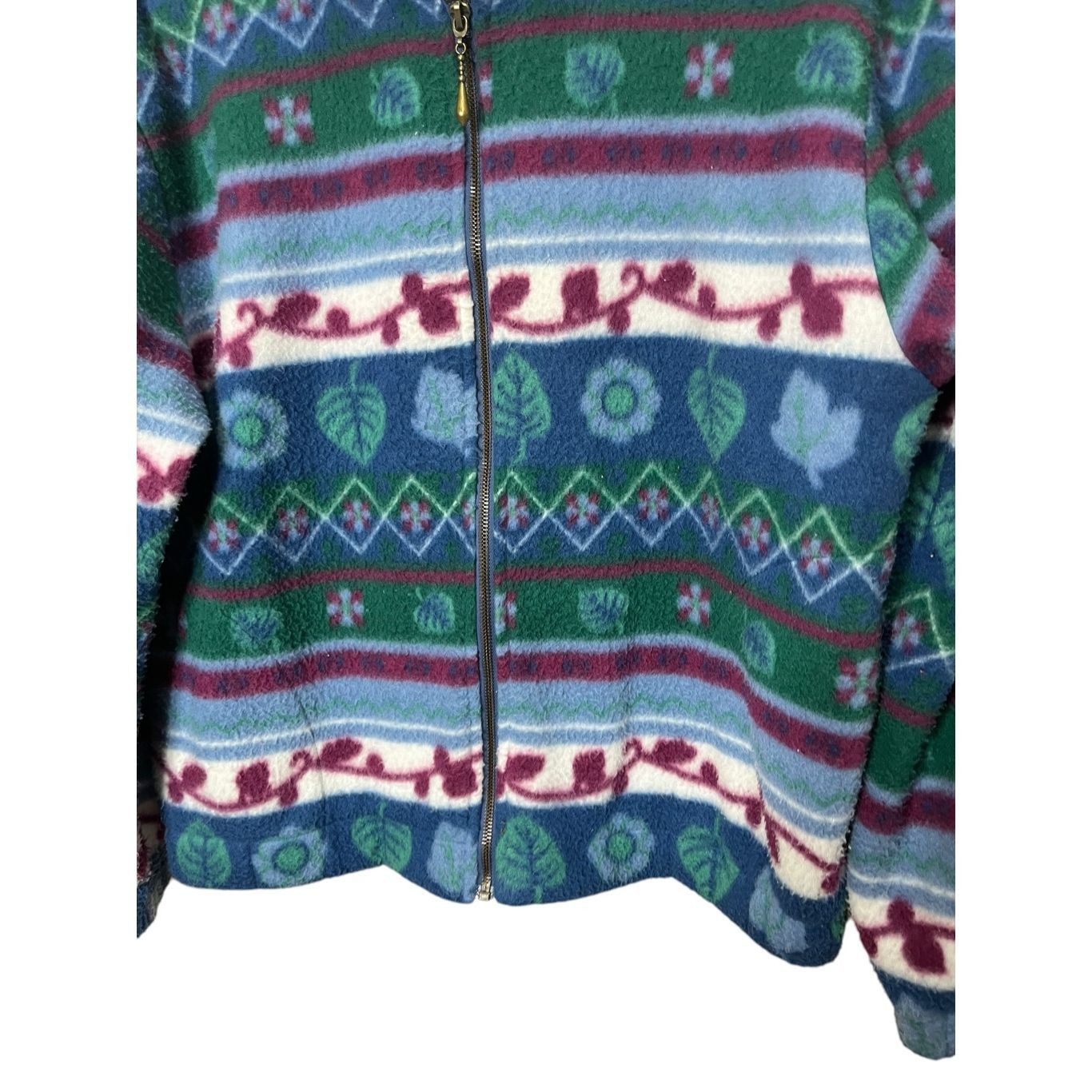 Other Vintage Teddi 90s Plant Print Zip Up Fleece Jacket Size Large Petite Size L / US 10 / IT 46 - 3 Thumbnail