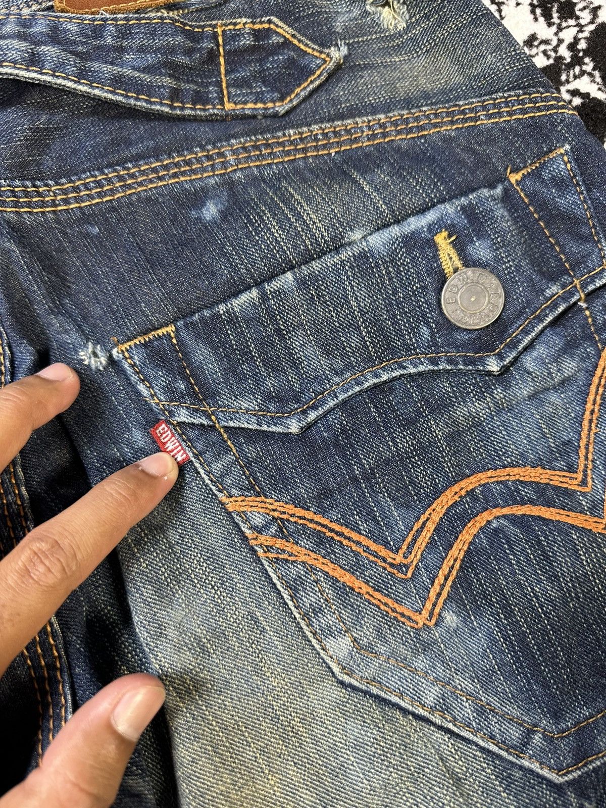 Edwin Flare Edwin Exclusive Vintage Buckle Back Distressed Denim Size US 27 - 17 Thumbnail