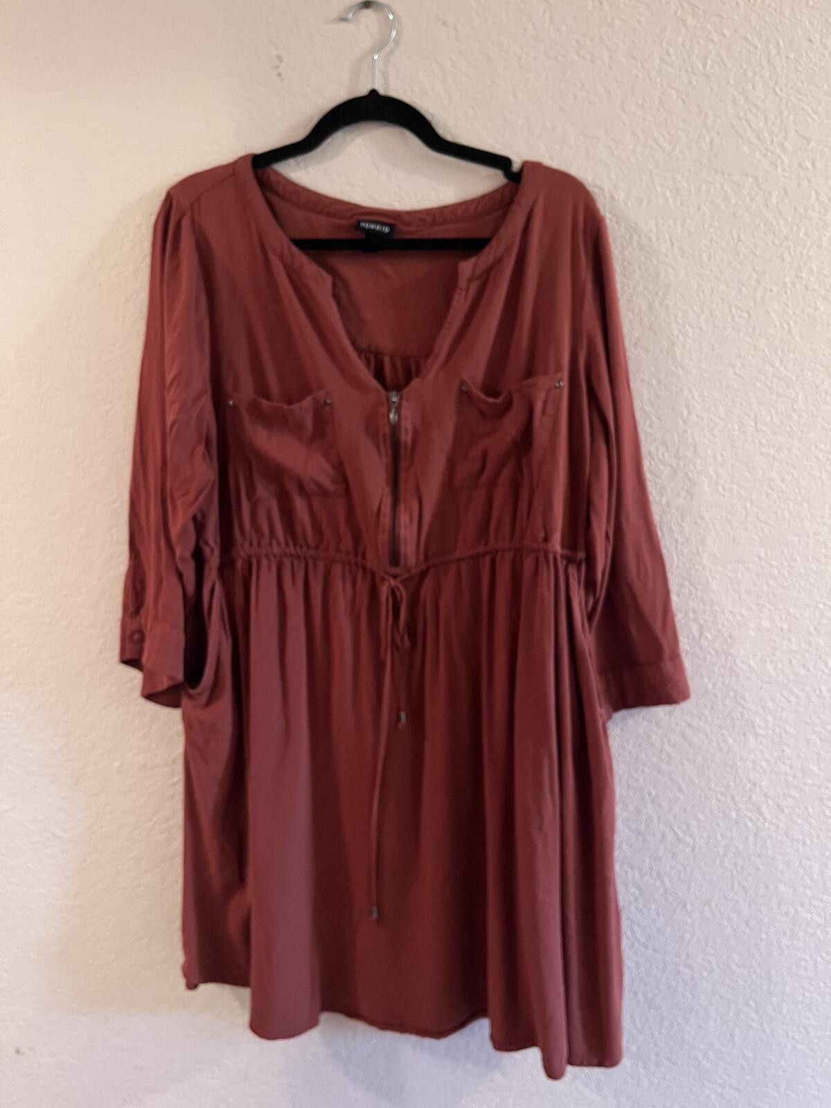 Other Torrid Rust Zip Front Drawstring Waist Dress Size XL / US 12-14 / IT 48-50 - 1 Thumbnail