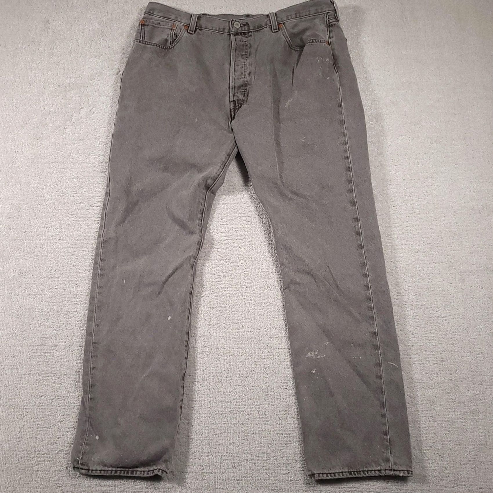 Levi's VINTAGE Levis 501 Jeans Mens 40x34 Gray Denim Button Fly Straight Leg Distressed Pants Size US 40 / EU 56 - 2 Thumbnail