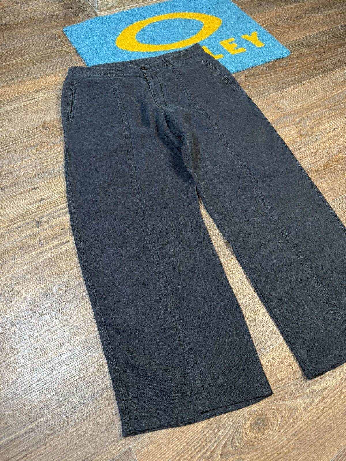 Armani Collezioni × Vintage Vintage Armani Collezioni Blue Wide Linen Pant Size US 33 - 5 Thumbnail