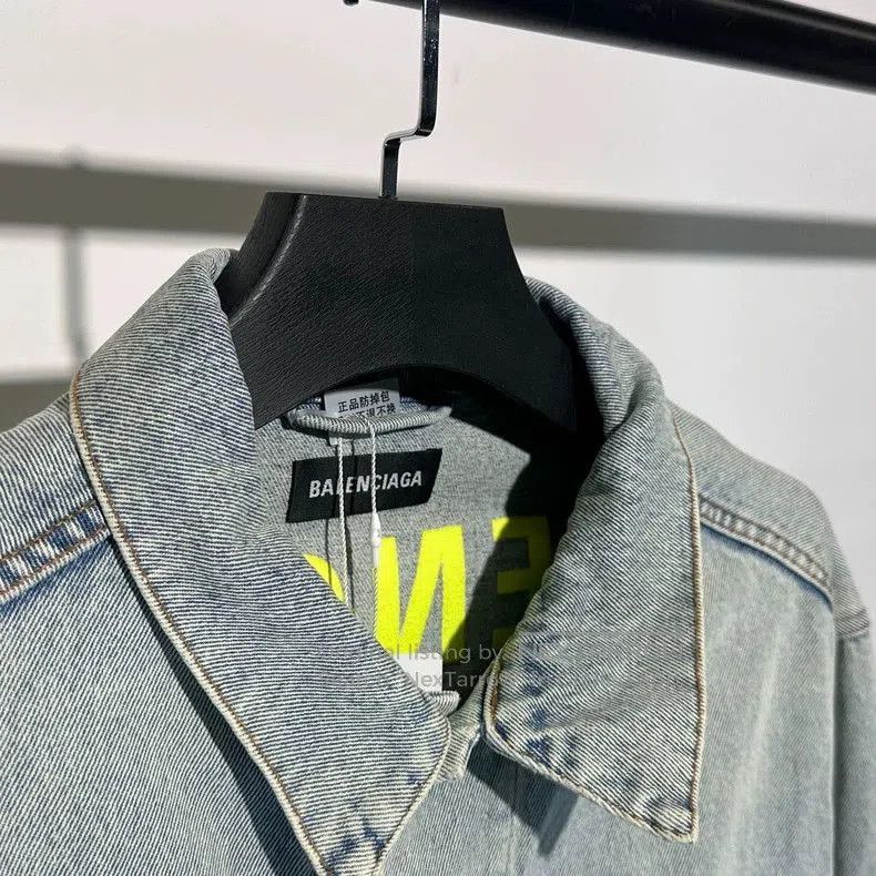 Balenciaga Balenciaga Denim Jacket Yellow Logo. Size US XL / EU 56 / 4 - 3 Thumbnail