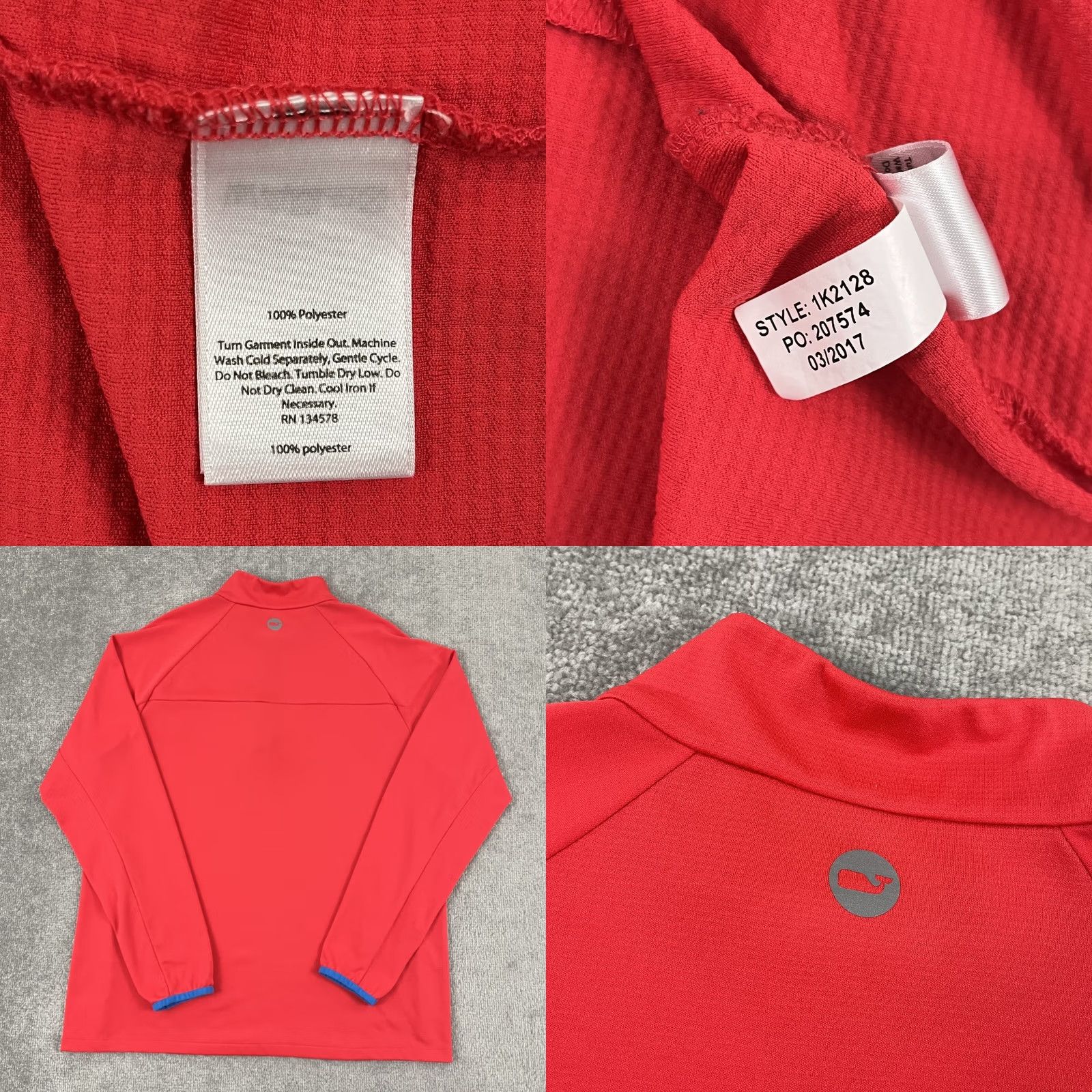 Vineyard Vines Vineyard Vines Pullover Shirt Mens Large Neon Red Orange Quarter Zip Performance Golf Size US L / EU 52-54 / 3 - 8 Thumbnail