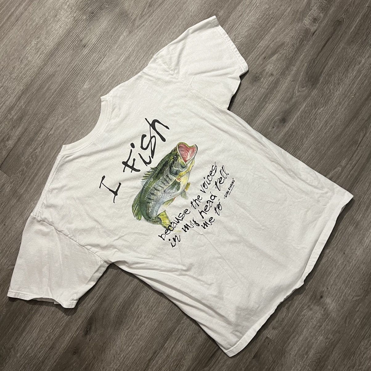 Vintage Vintage I Fish Because The Voices In My Head Tell Me To Tee Size US L / EU 52-54 / 3 - 1 Thumbnail