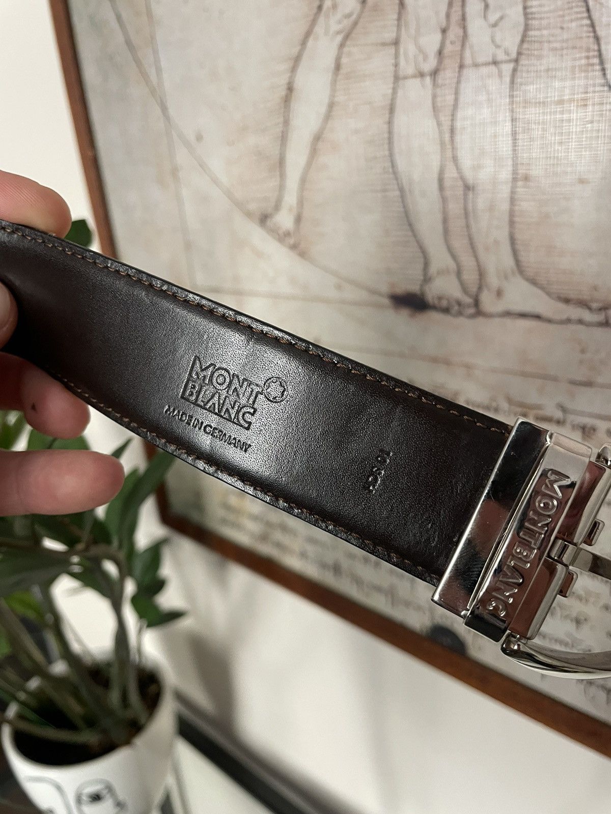 Montblanc Montblanc Trapeze Adjustable & Reversible Leather Belt 160cm Size 46 - 7 Thumbnail