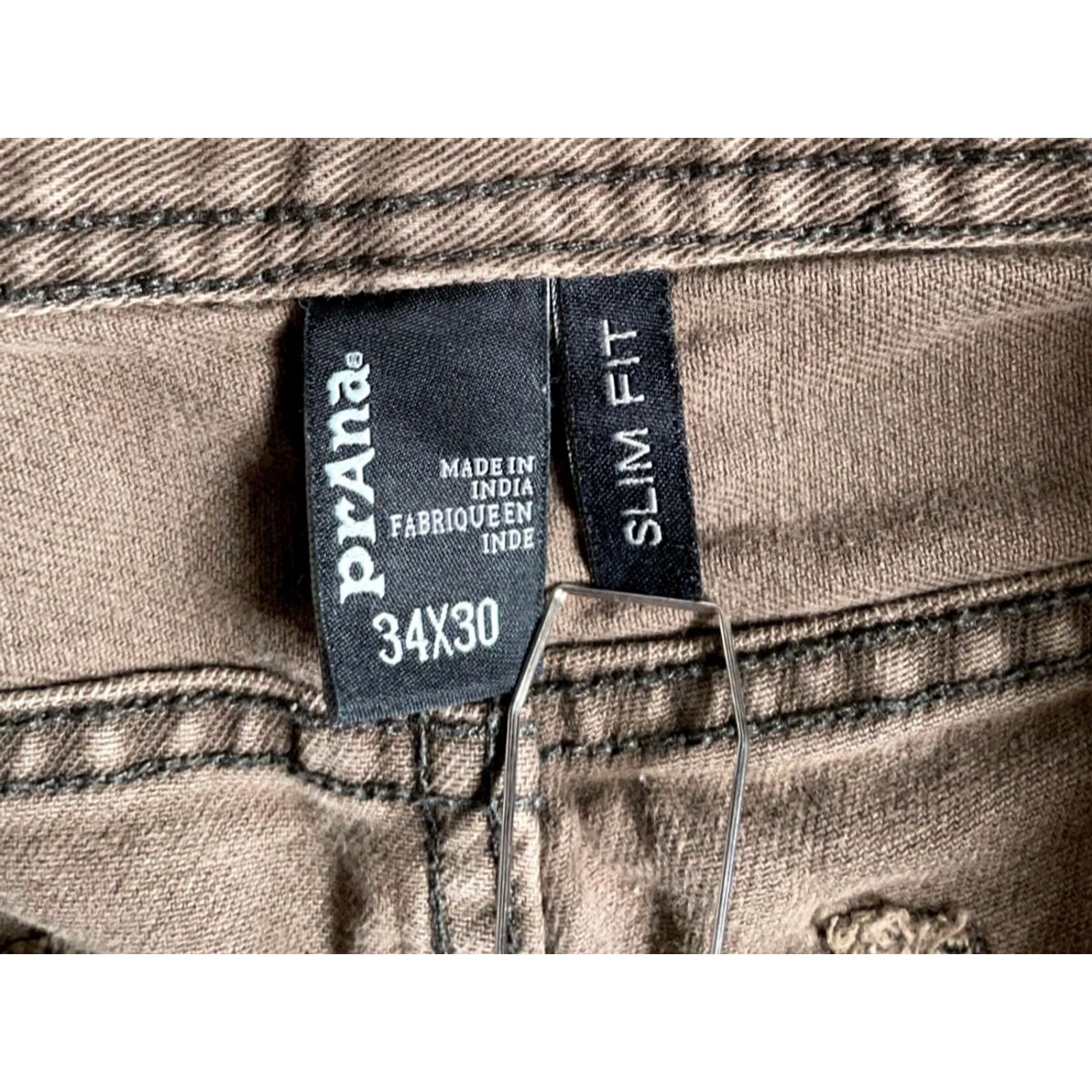 Edwin prAna Jeans Men's 34 x 28 Brown Slim Fit Cotton Stretch Denim 5-Pocket Design Straight Hipster Retro Jeans Mens Size US 34 / EU 50 - 3 Thumbnail
