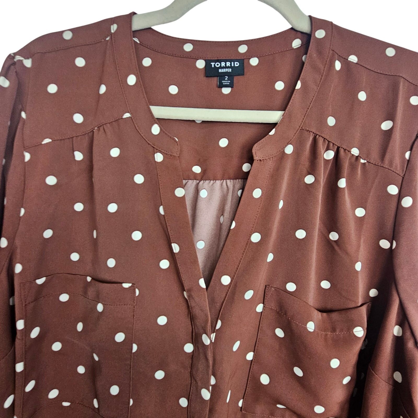 Torrid Torrid Harper Polka Dot Blouse Plus Size 2X Classic Preppy Size XXL / US 16-18 / IT 52-54 - 2 Thumbnail