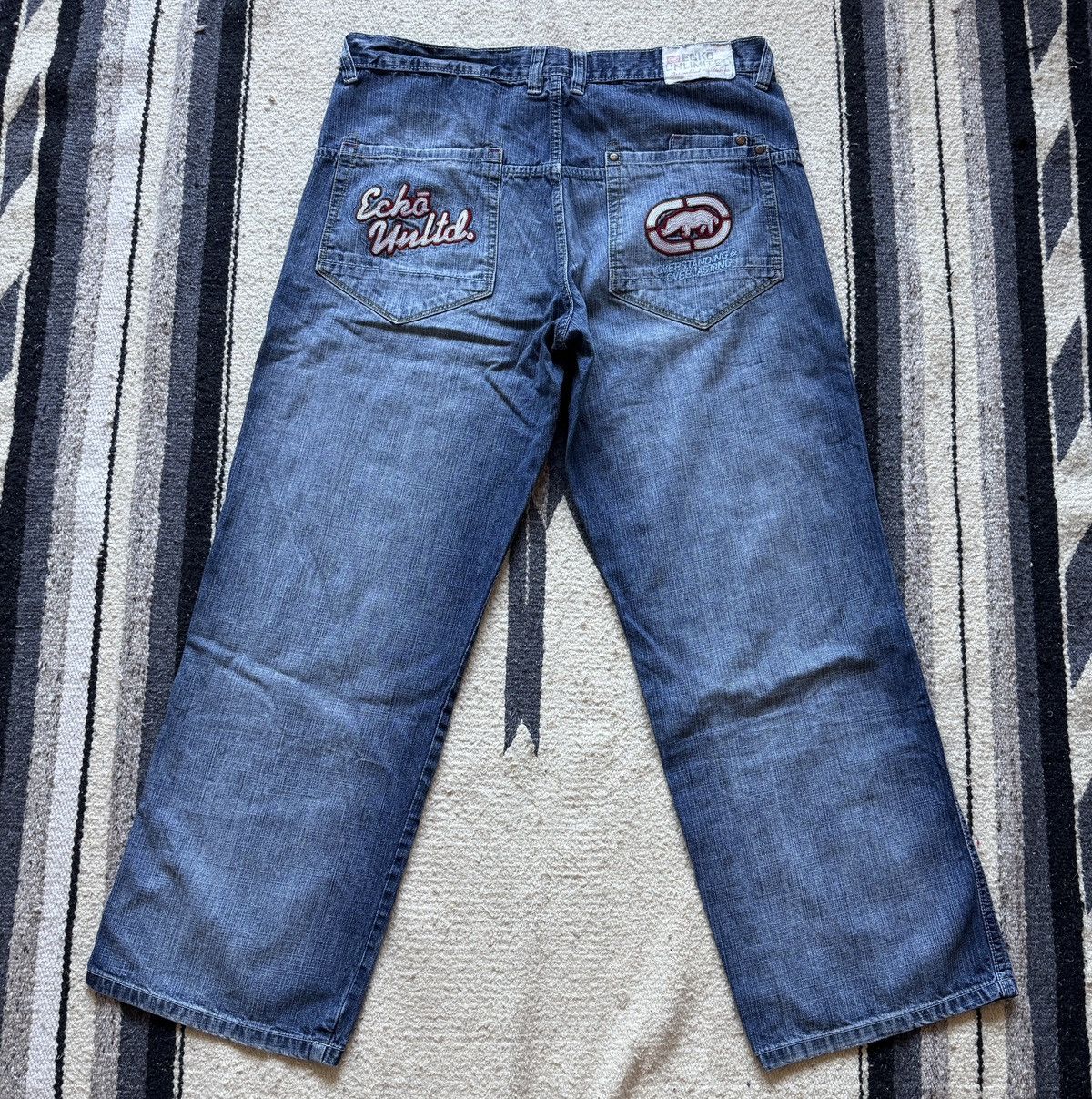 Ecko Unltd. Y2K Ecko Unltd Embroidered Baggy Wide Leg Jean 38W Size US 38 / EU 54 - 1 Thumbnail