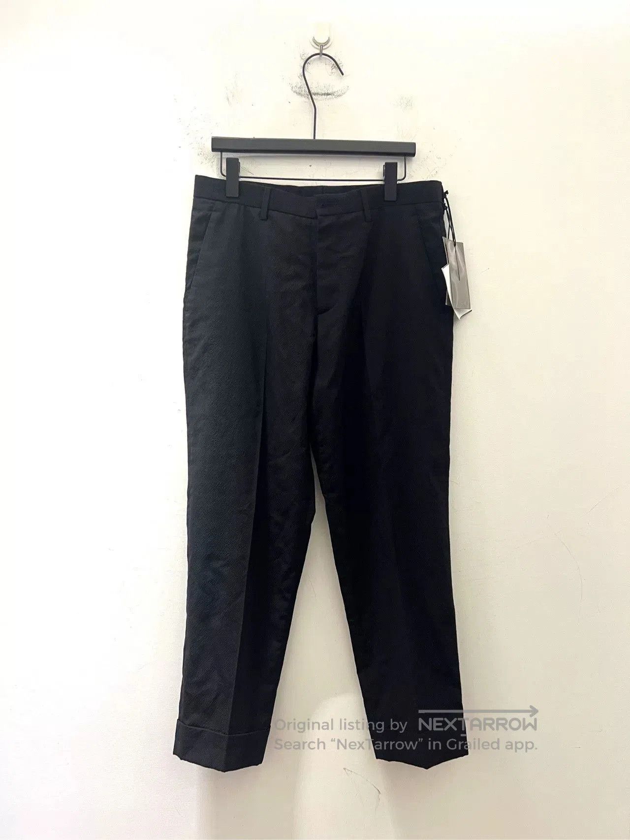 Dior Black Pleated Textured Trousers.
