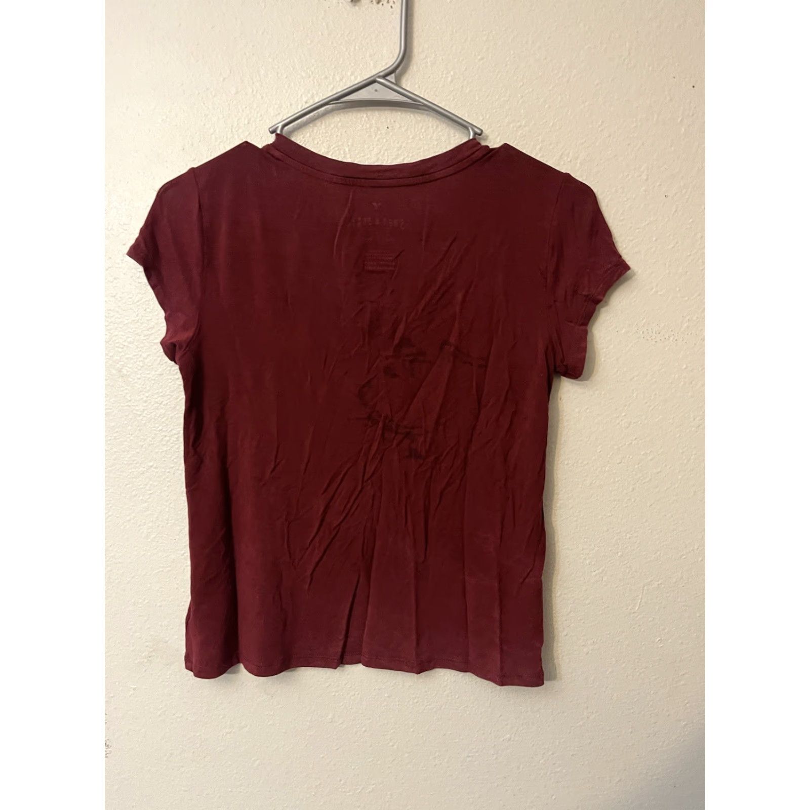 American Eagle Outfitters American Eagle Soft & Sexy Crew Neck Red Solid Short Sleeve T-Shirt XS Girls Womens Teen? Size XS / US 0-2 / IT 36-38 - 3 Thumbnail