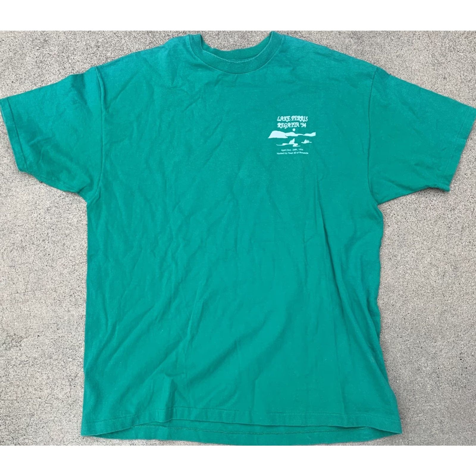 Vintage VINTAGE Hanes Beefy-T T-Shirt Lake Perris Regatta ‘94 XL Green 90s California Riverside Fleet 30 Mens Shirt Size US XL / EU 56 / 4 - 3 Thumbnail
