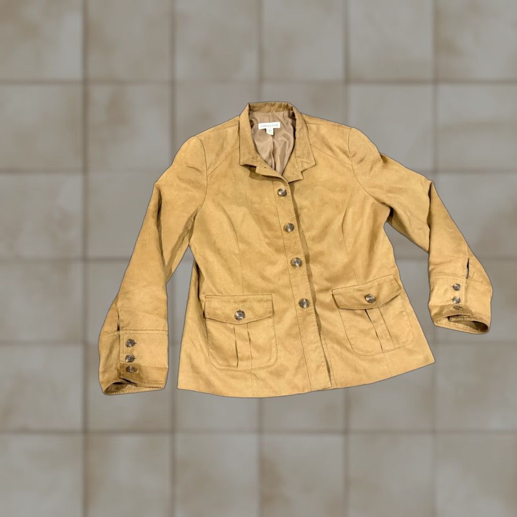 Coldwater Creek Coldwater Creek Jacket Womens 12 Tan Button Front Lined Casual Safari Jacket Coat Brown Floral Classic Art Size XL / US 12-14 / IT 48-50 - 1 Thumbnail