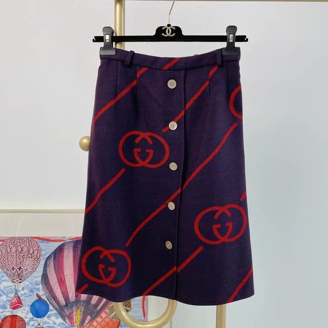 Gucci Gucci Purple wool logo skirt Size 25" / US 0 / IT 36 - 1 Thumbnail