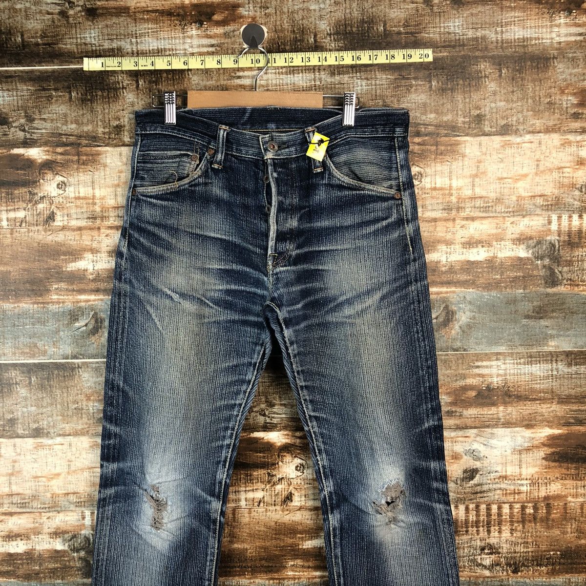 Japanese Brand DL Graph Zero Blue Distressed selvedge Denim Pants #A2073 Size US 33 - 2 Thumbnail