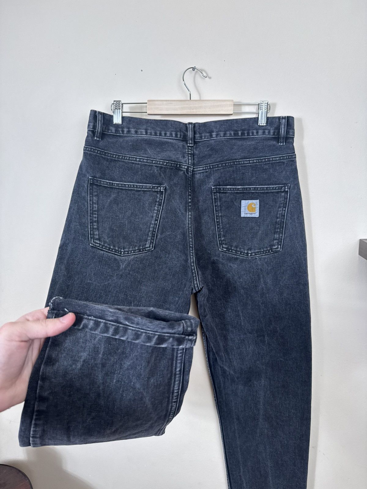 Carhartt Wip Carhartt WIP Newel Pants Denim Men Black 31 L Washed Jeans Size US 31 - 9 Thumbnail
