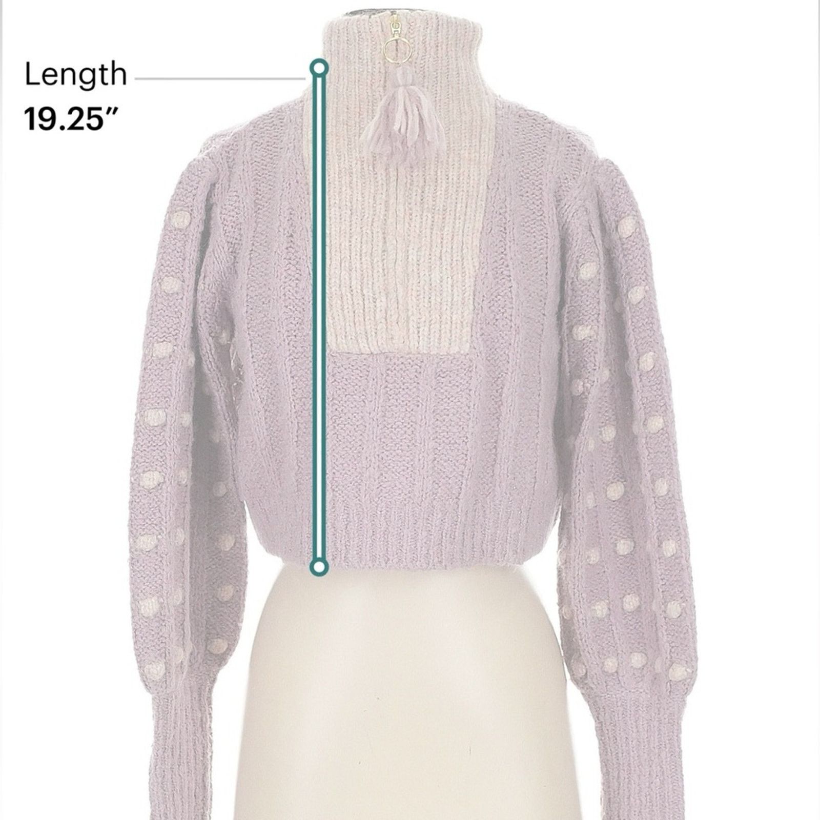 LoveShackFancy LoveShackFancy Jonae Cropped Mock Zip Sweater - XS - Purple Size XS / US 0-2 / IT 36-38 - 8 Thumbnail