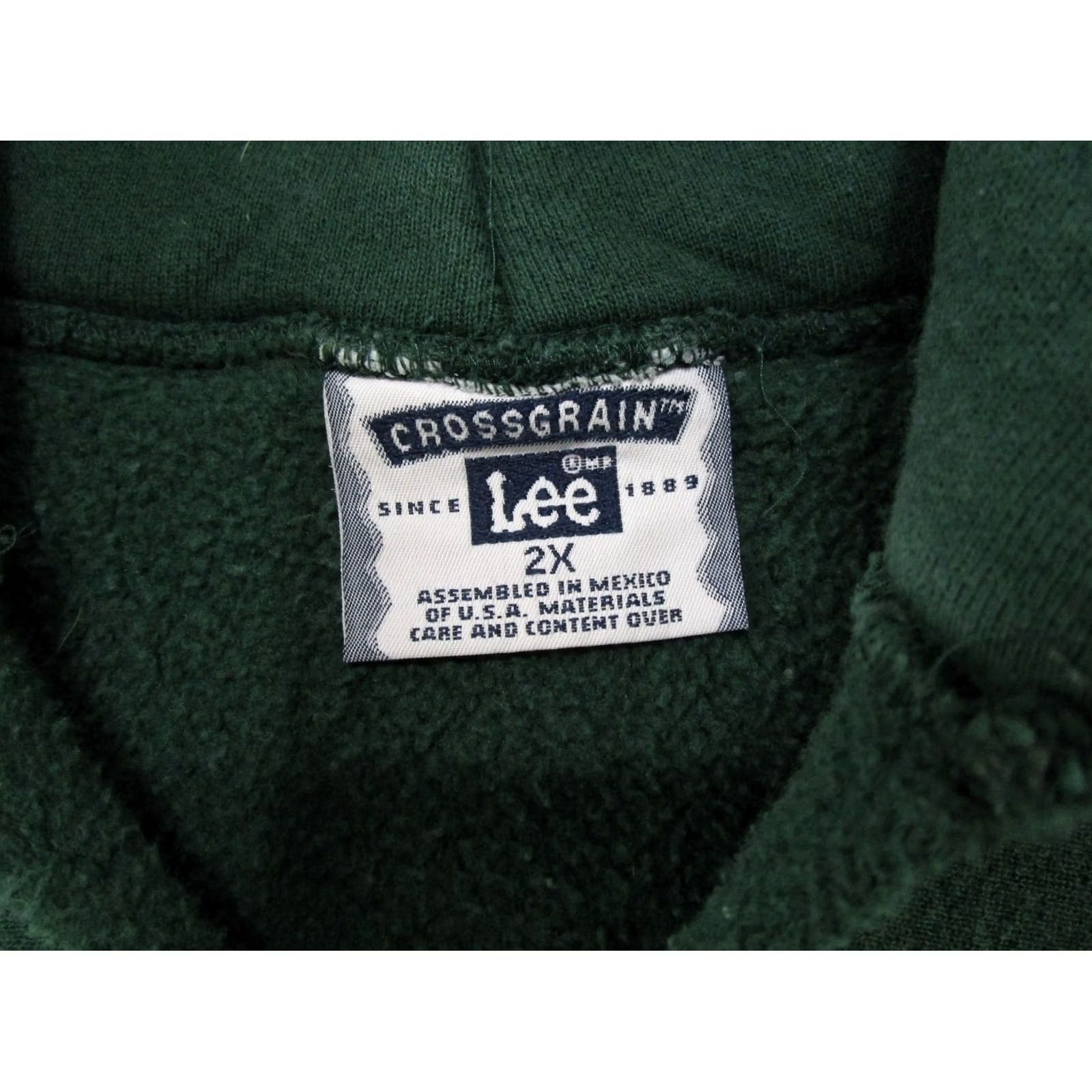 Lee VINTAGE Lee Hoodie Pullover Sports 90s Mens 2XL Green | Hooded Sweatshirt Used All Seasons Winter Fall Spring Size US XXL / EU 58 / 5 - 3 Thumbnail