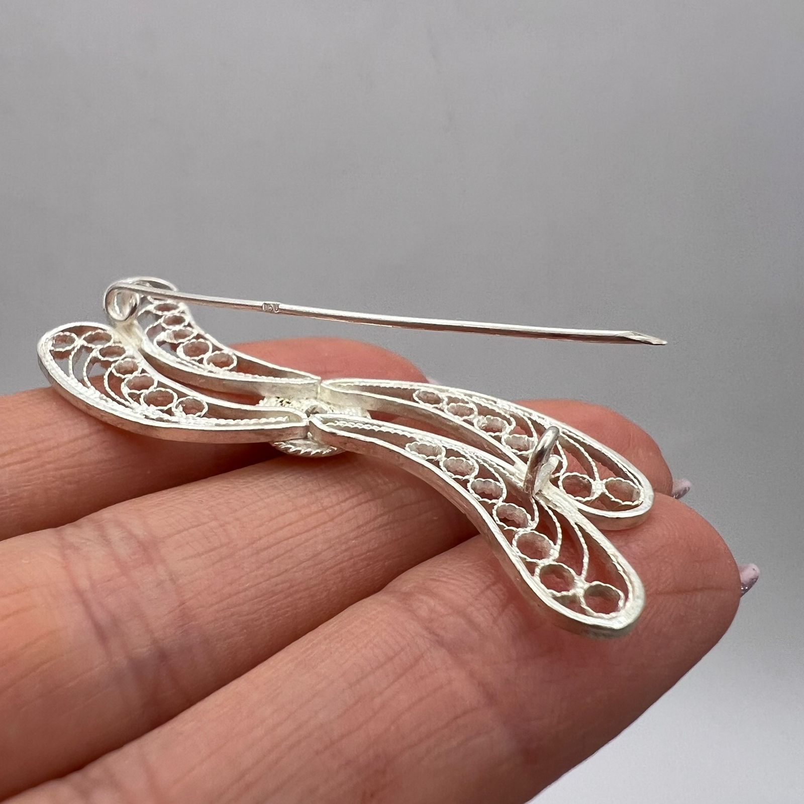 Vintage Vintage Soviet Silver 960 Filigree Brooch 750 & 960 Size ONE SIZE - 4 Thumbnail